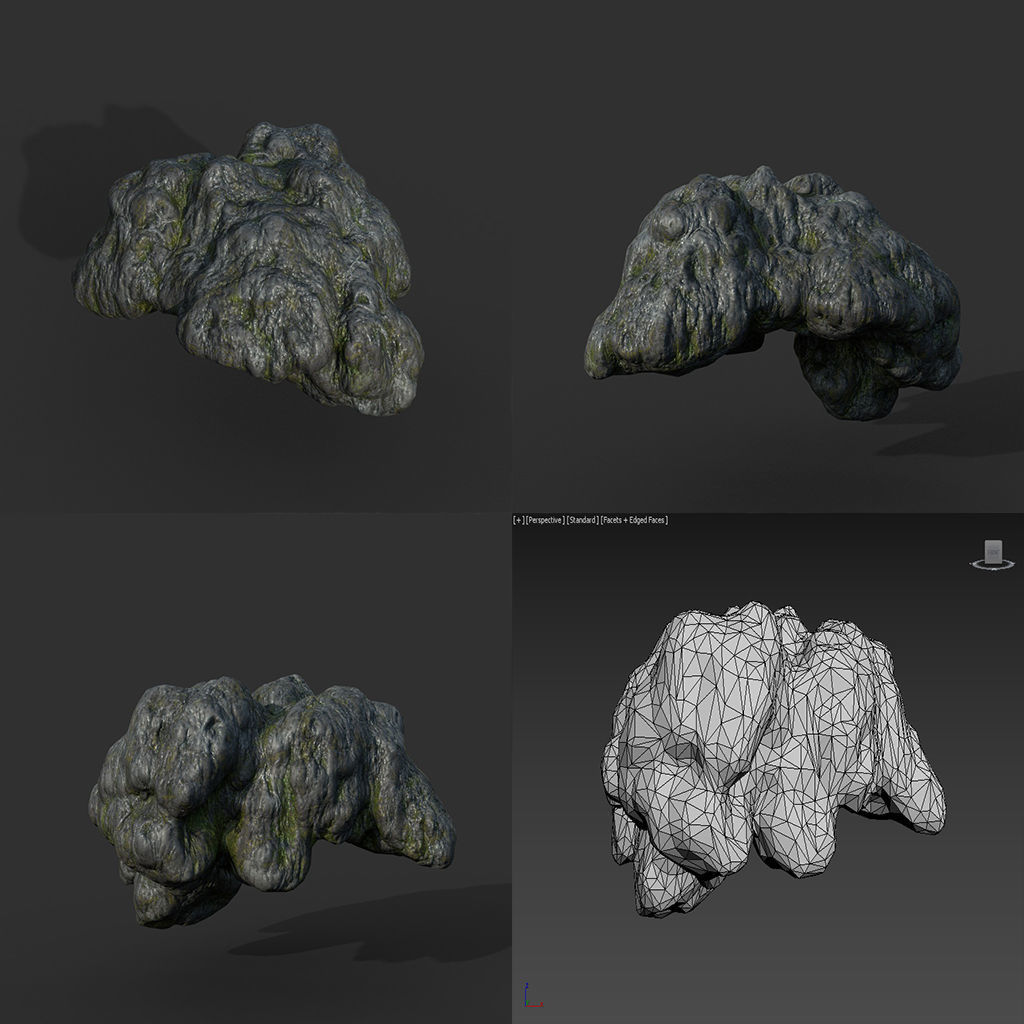 Low poly Mossy Cave Modular Column Pack 200802 Low-poly 3D model_25