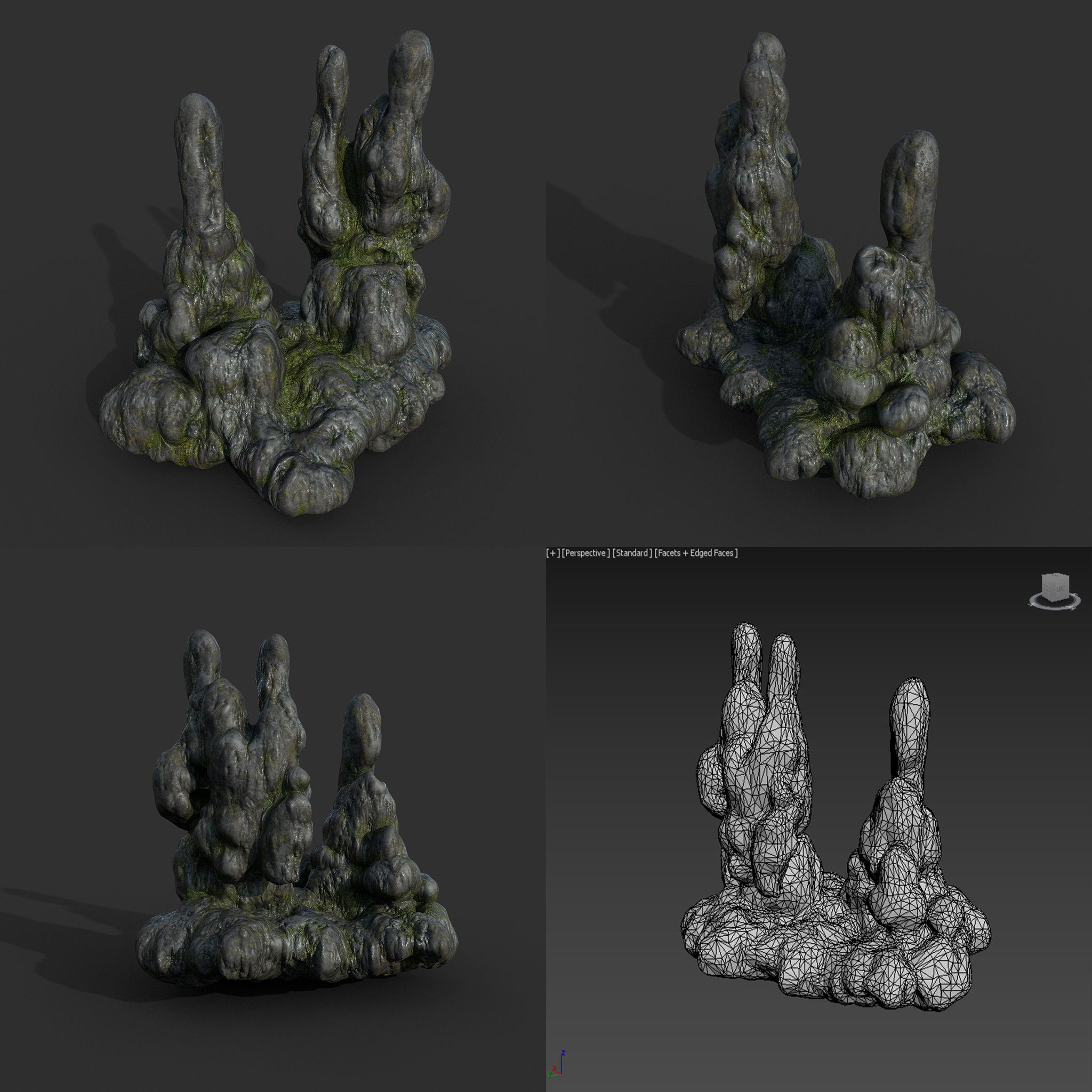 Low poly Mossy Cave Modular Column Pack 200802 Low-poly 3D model_47