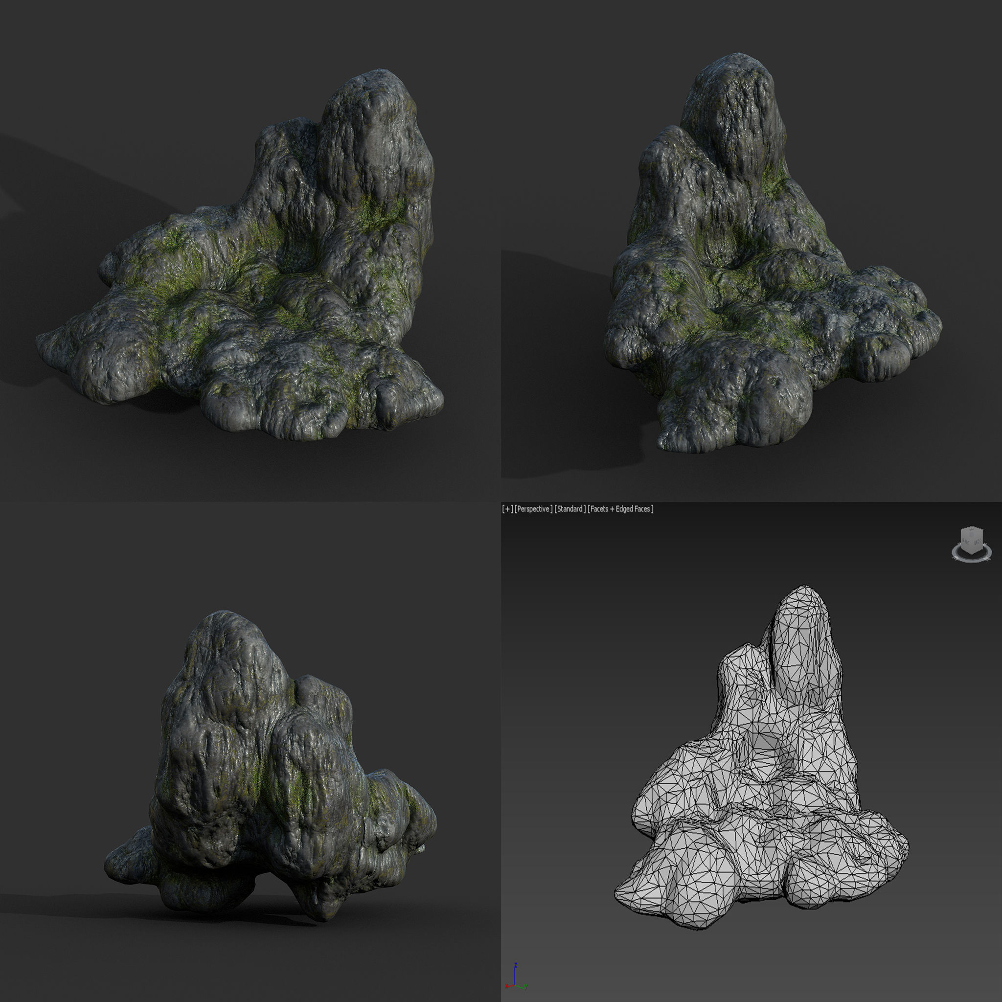 Low poly Mossy Cave Modular Column Pack 200802 Low-poly 3D model_33