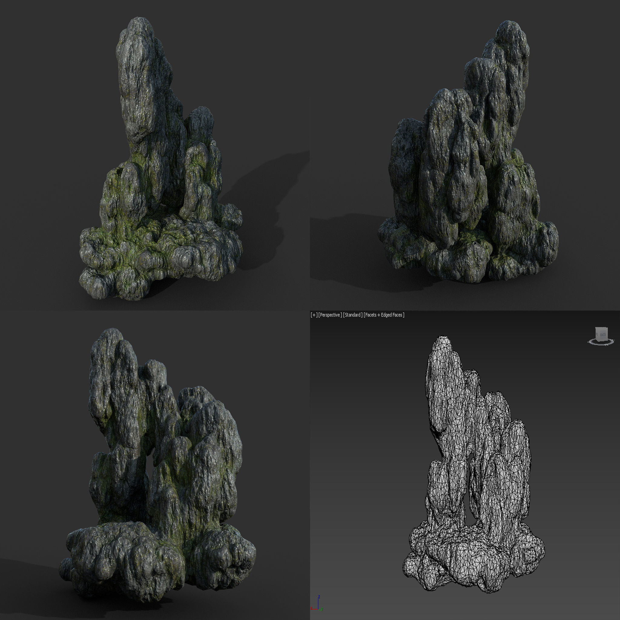 Low poly Mossy Cave Modular Column Pack 200802 Low-poly 3D model_39