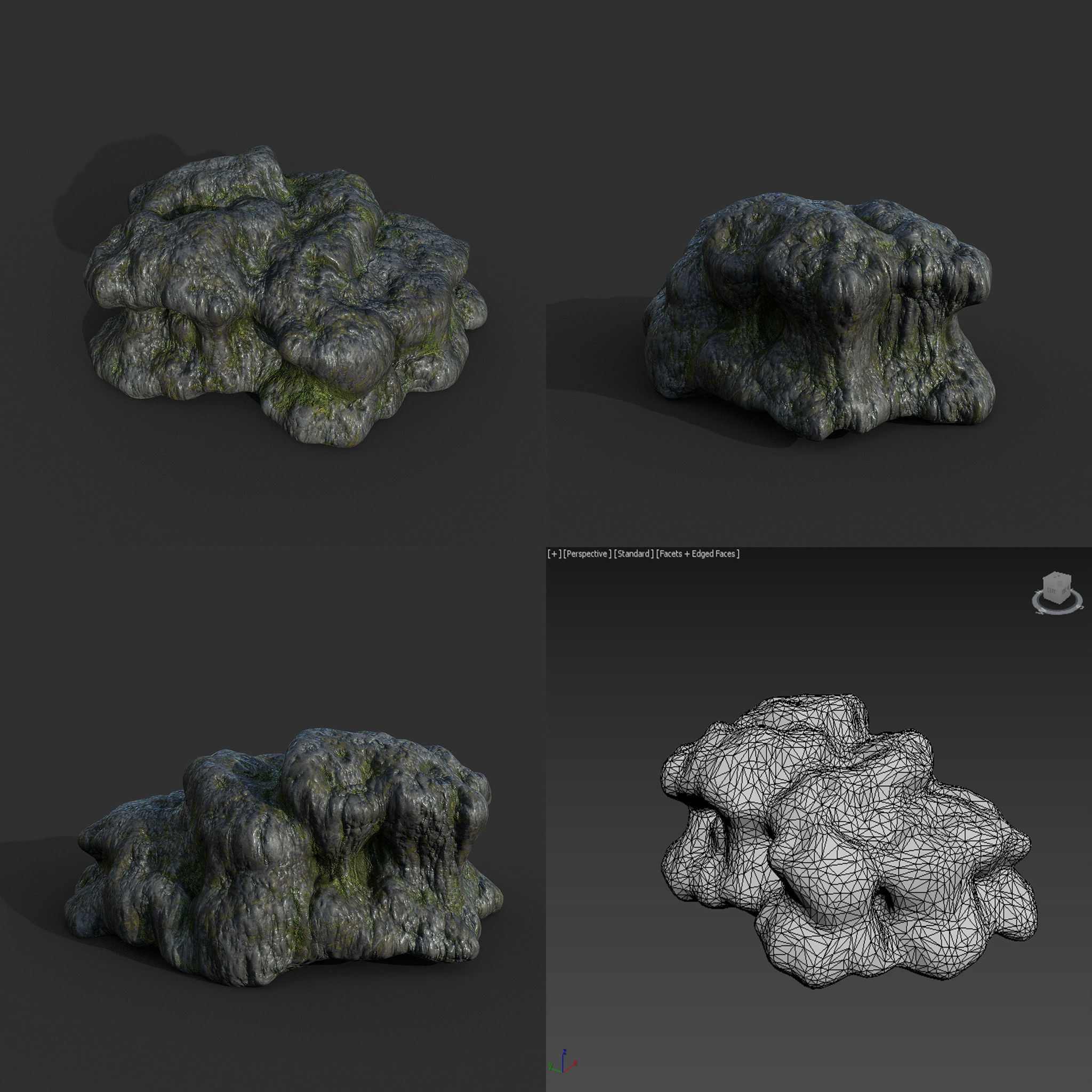 Low poly Mossy Cave Modular Column Pack 200802 Low-poly 3D model_23