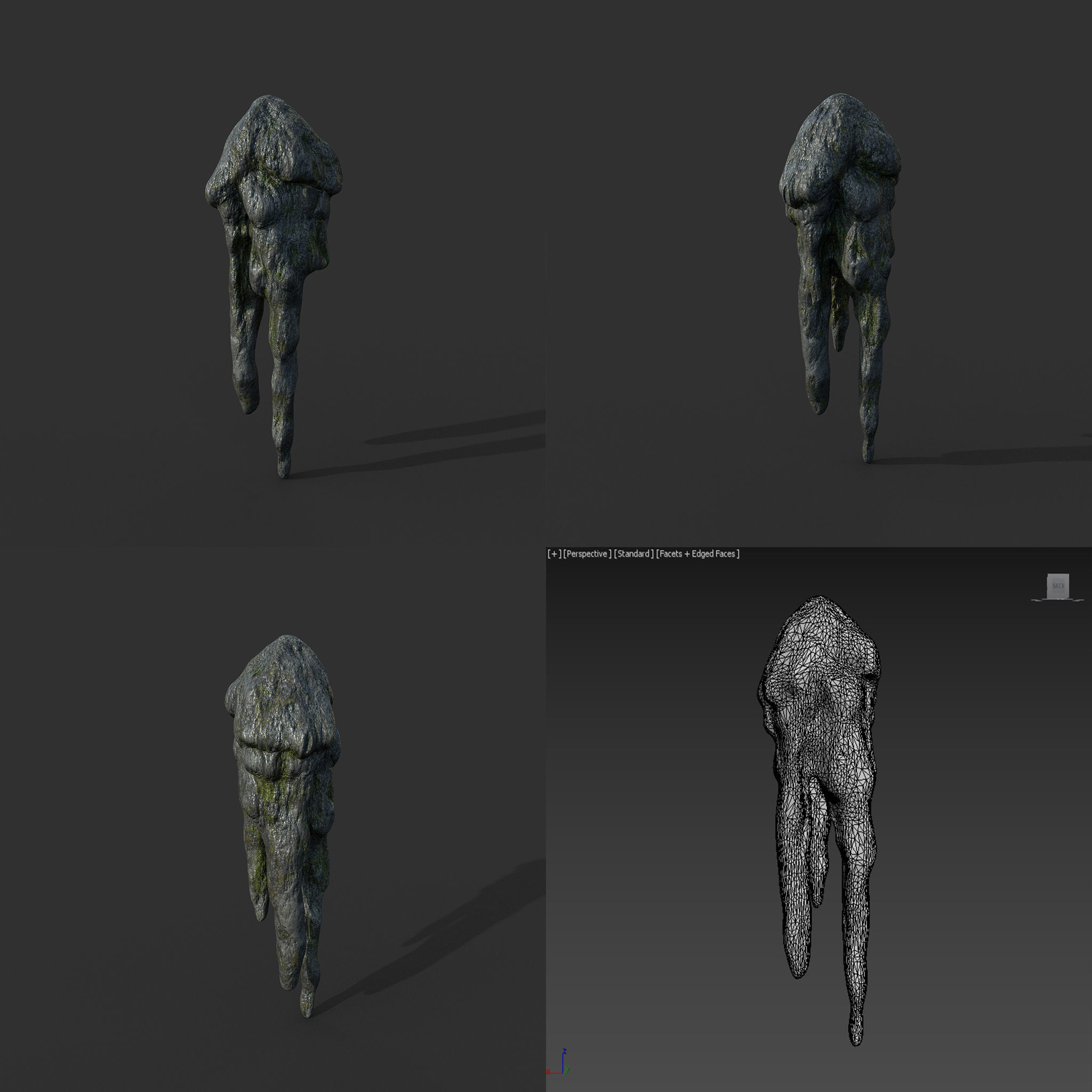 Low poly Mossy Cave Modular Column Pack 200802 Low-poly 3D model_17