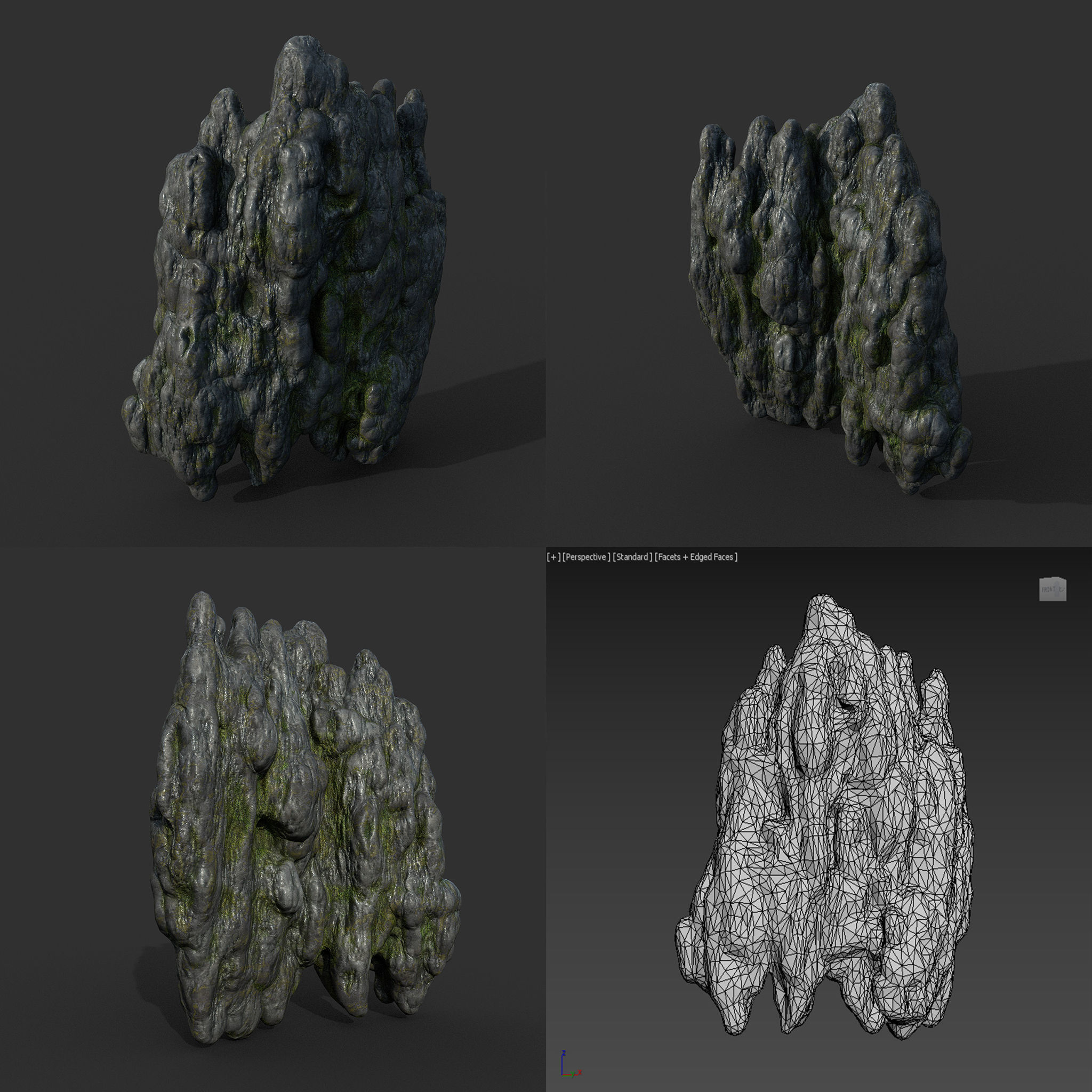 Low poly Mossy Cave Modular Column Pack 200802 Low-poly 3D model_83
