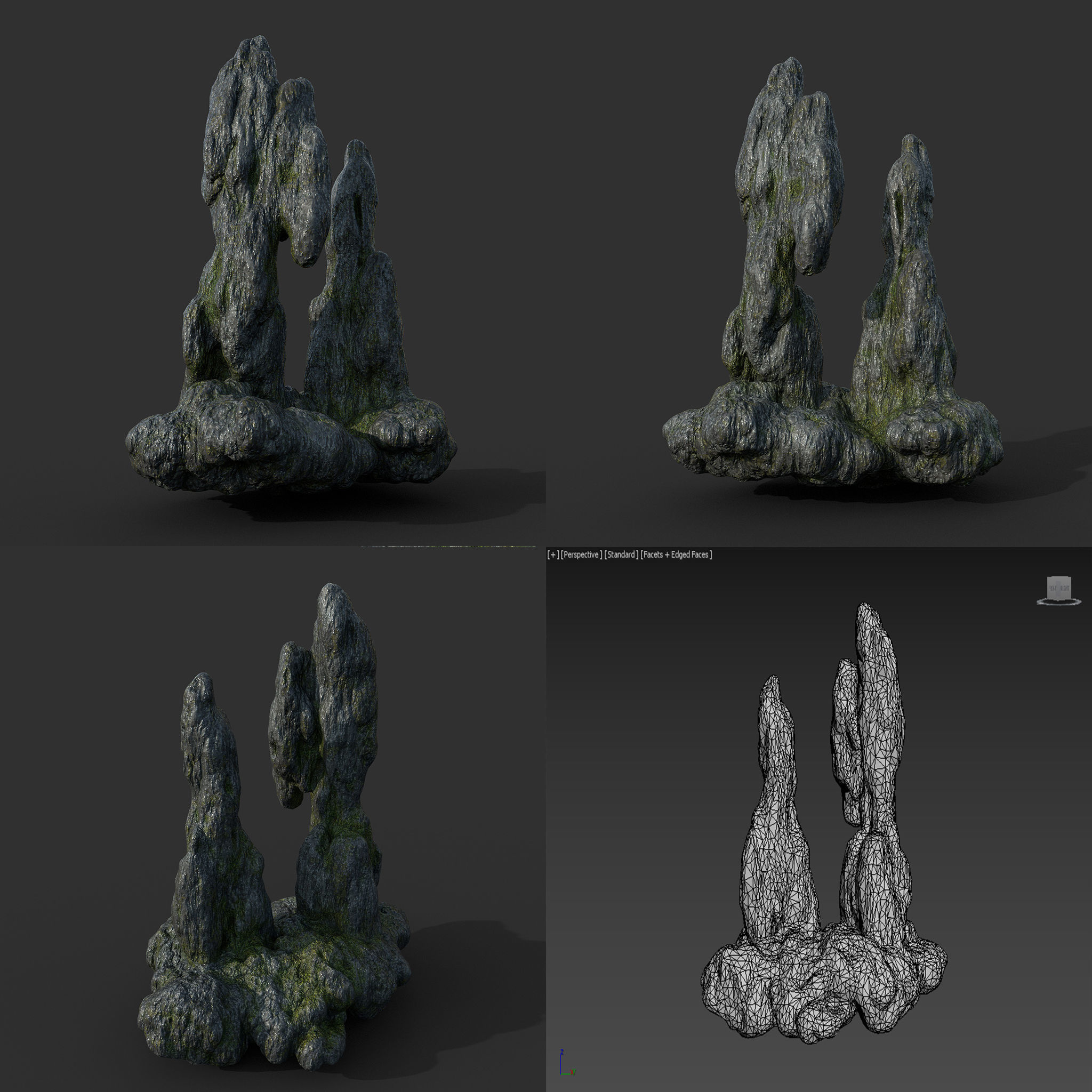 Low poly Mossy Cave Modular Column Pack 200802 Low-poly 3D model_43