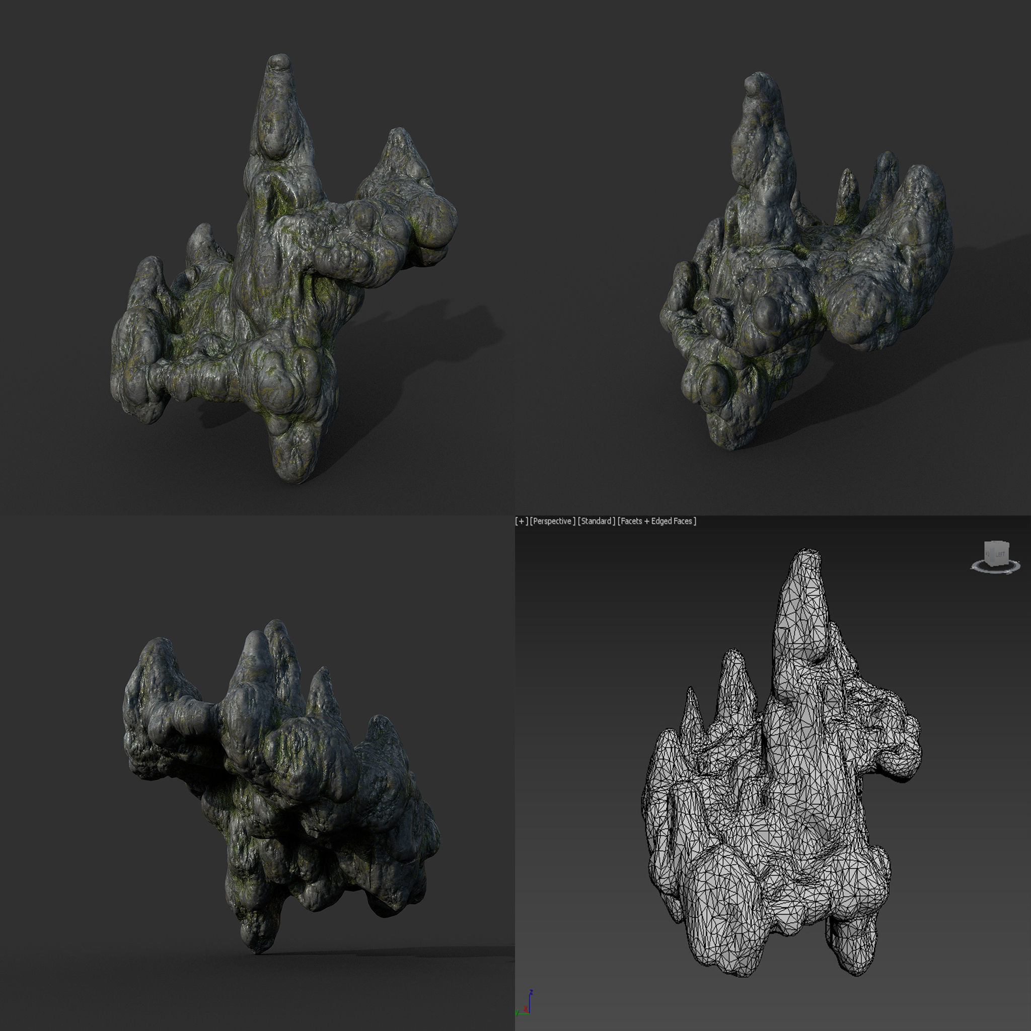 Low poly Mossy Cave Modular Column Pack 200802 Low-poly 3D model_45