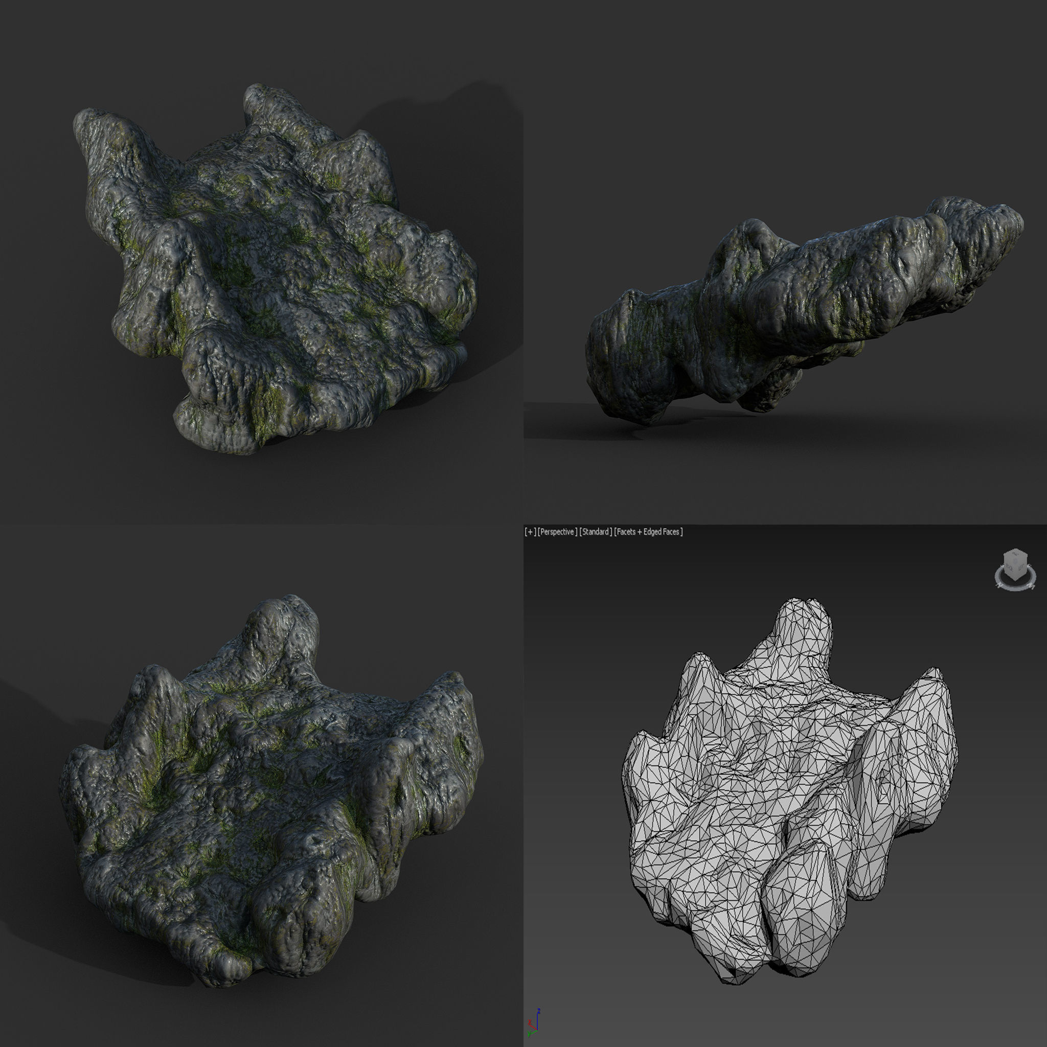Low poly Mossy Cave Modular Column Pack 200802 Low-poly 3D model_31