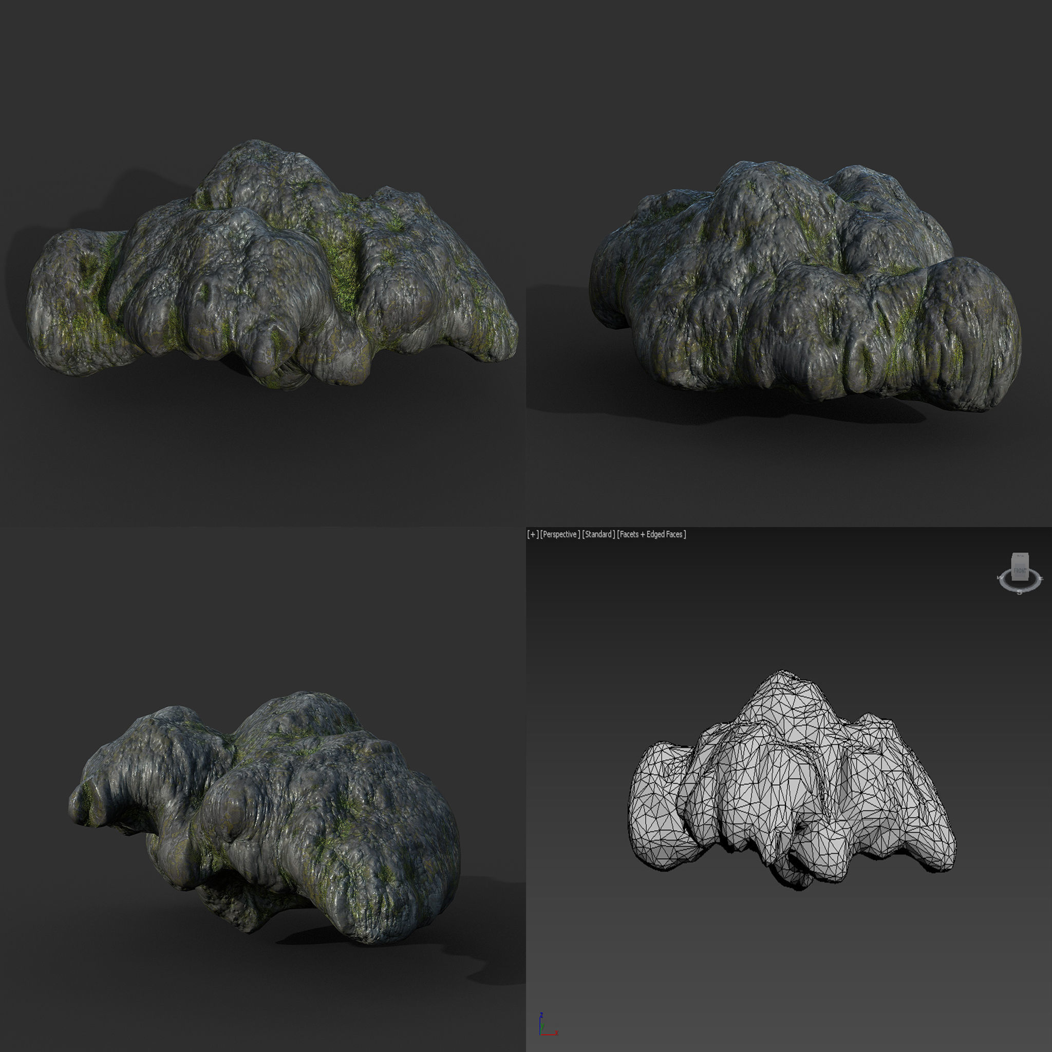 Low poly Mossy Cave Modular Column Pack 200802 Low-poly 3D model_27