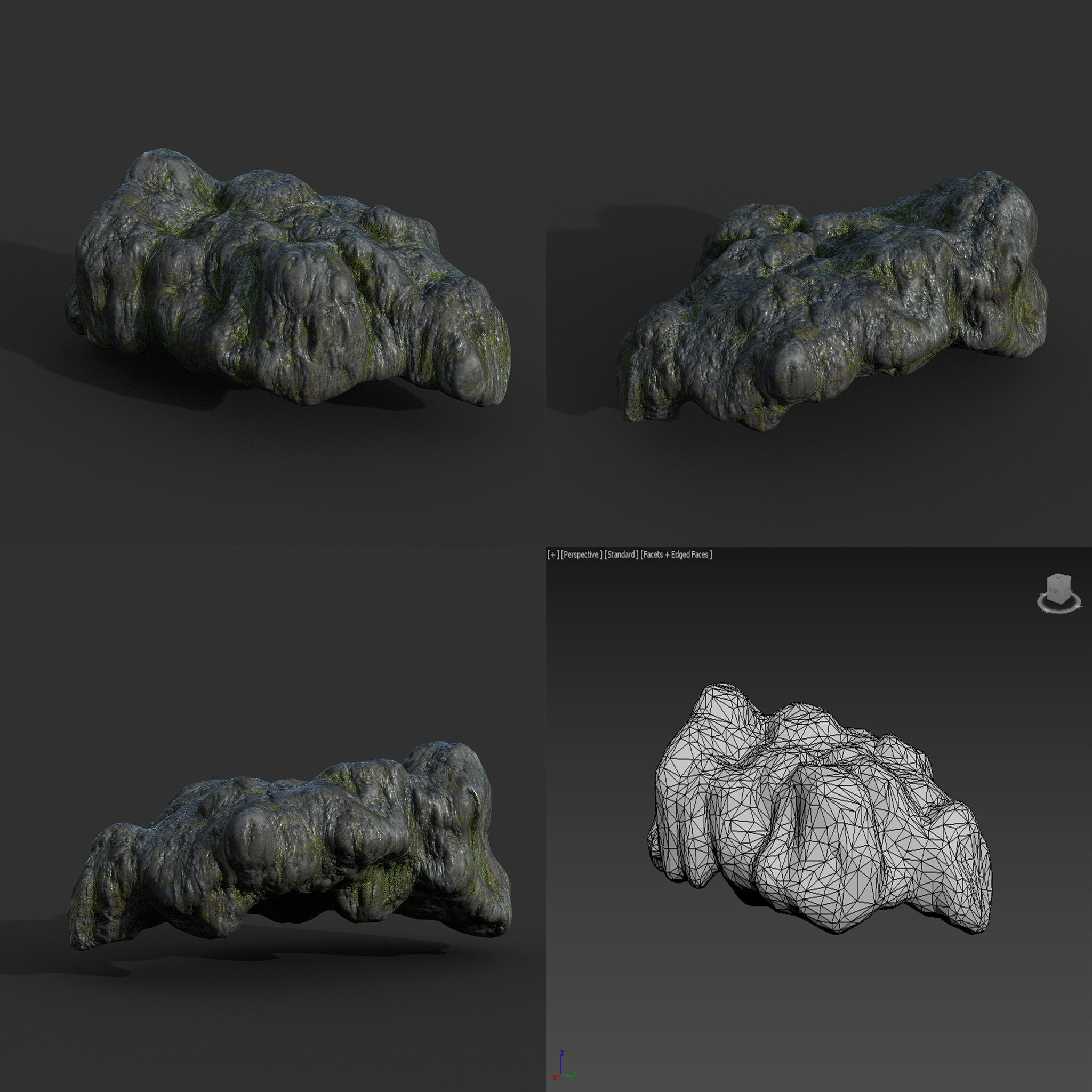 Low poly Mossy Cave Modular Column Pack 200802 Low-poly 3D model_37