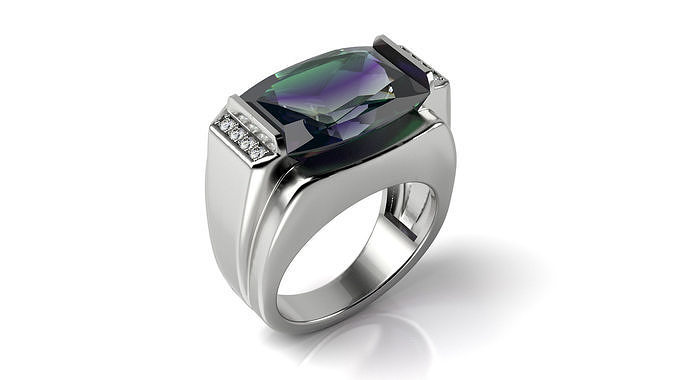 Big Blue Stone Men Ring 3D print model
