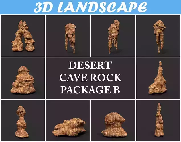 Low poly Mossy Cave Modular Column Pack