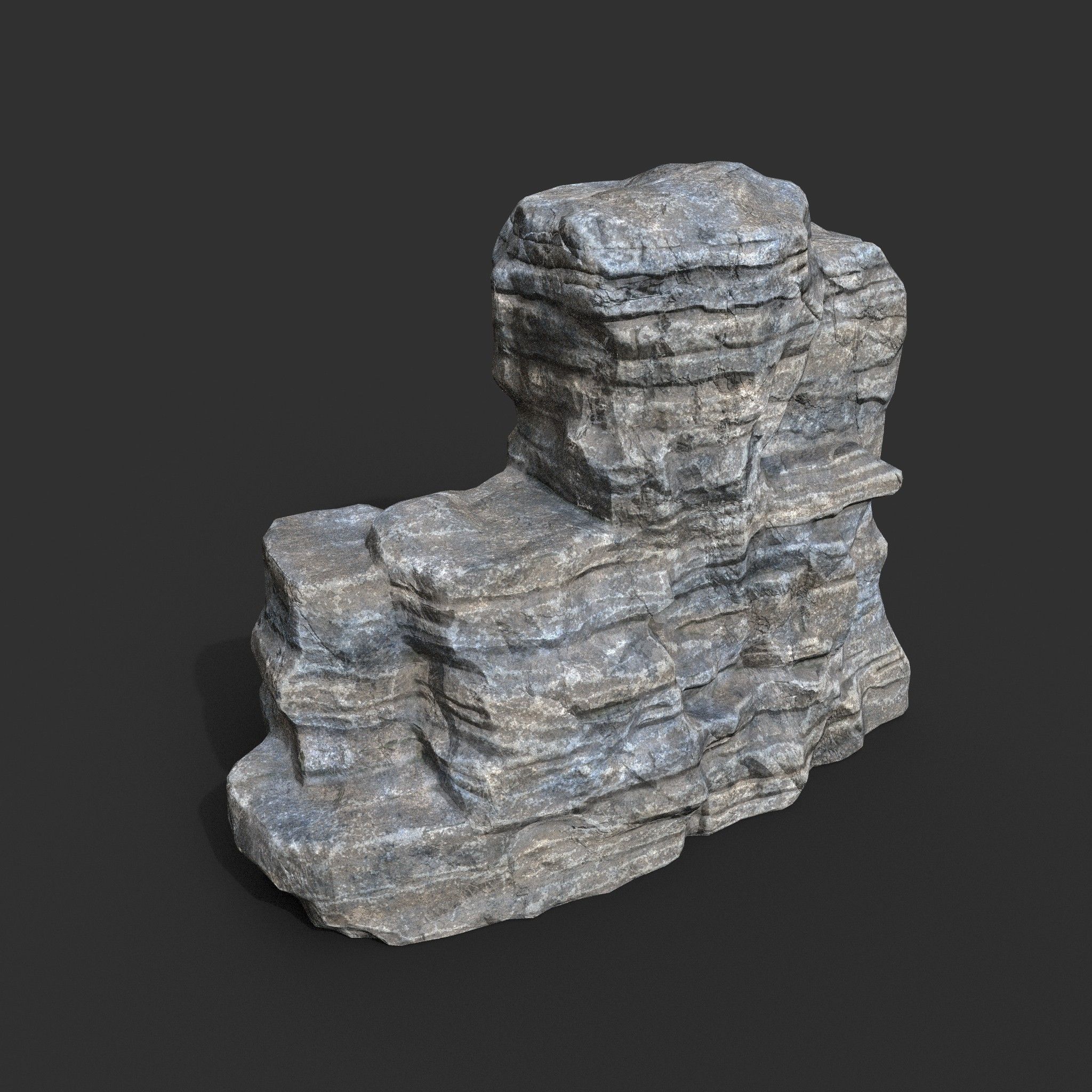 Low poly Gray Cliff Rock 200915 Pack C Low-poly 3D model_24