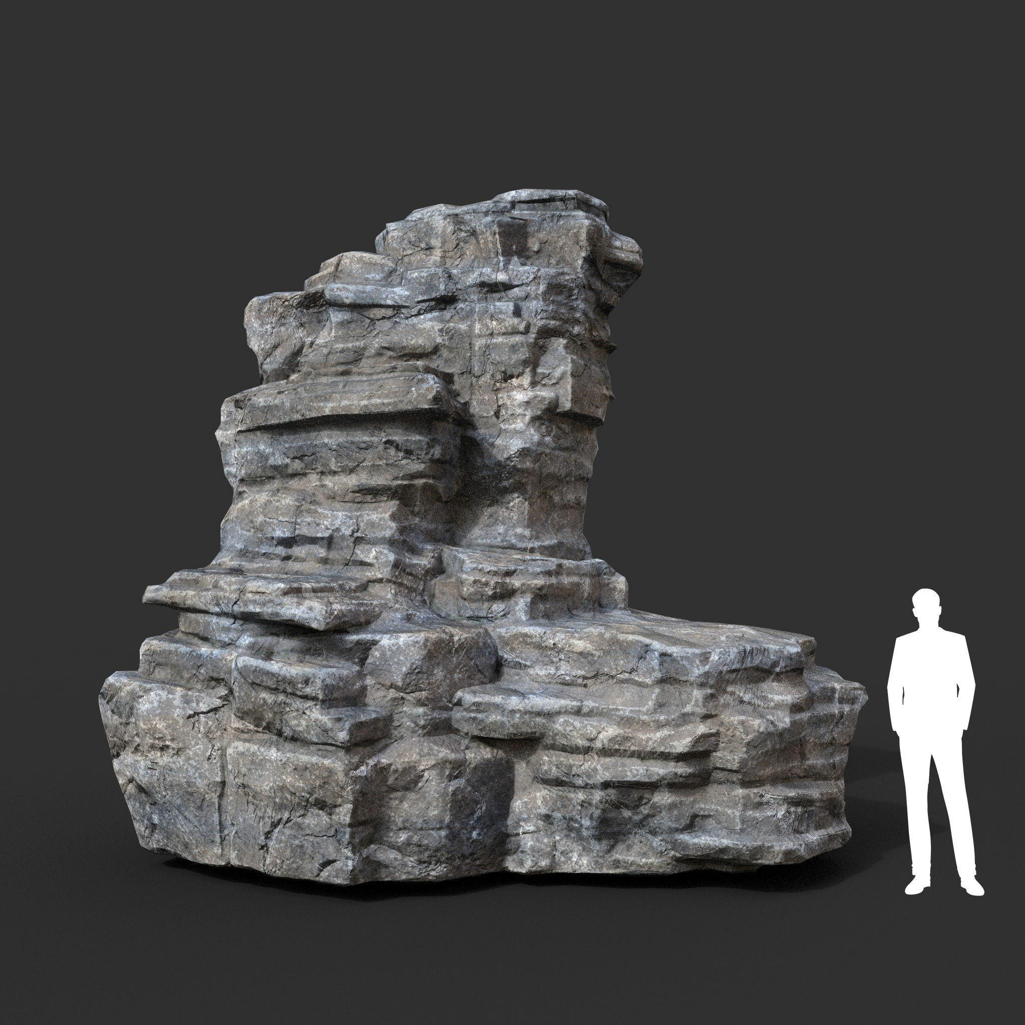 Low poly Gray Cliff Rock 200915 Pack C Low-poly 3D model_8