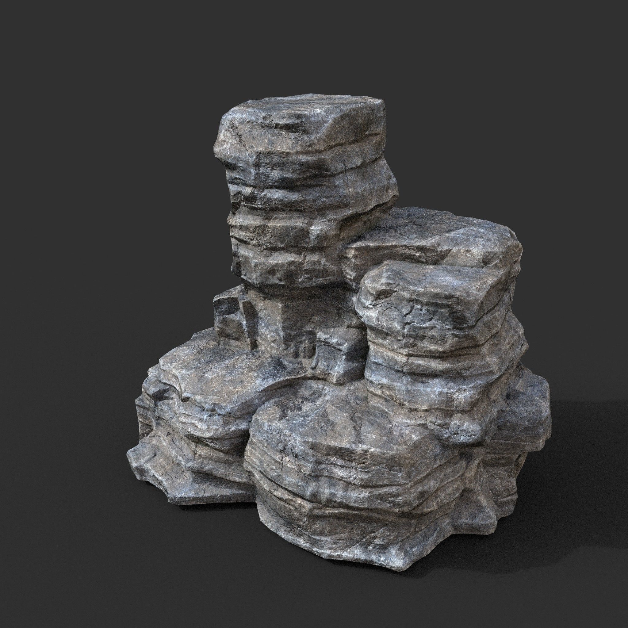 Low poly Gray Cliff Rock 200915 Pack C Low-poly 3D model_15