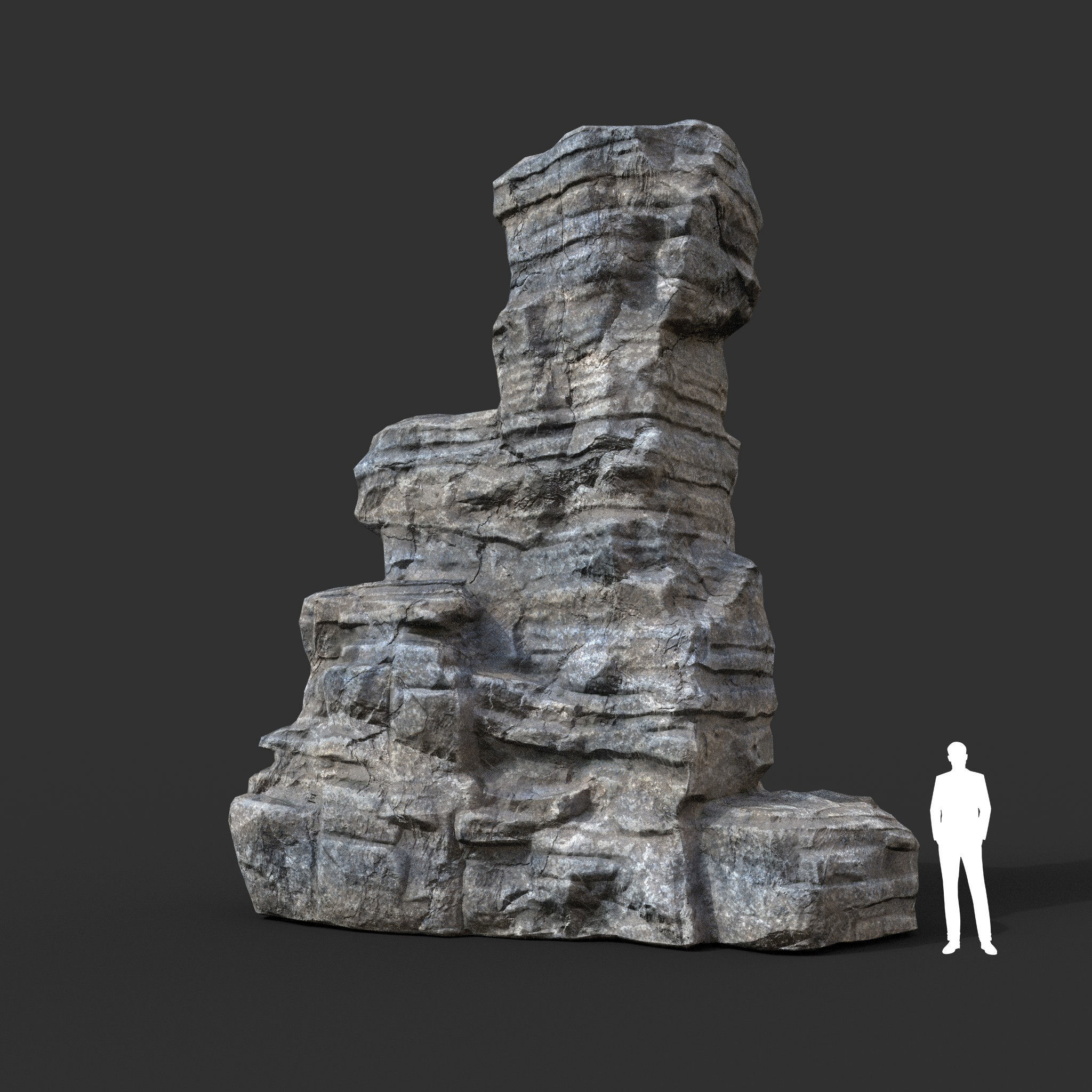Low poly Gray Cliff Rock 200915 Pack C Low-poly 3D model_20