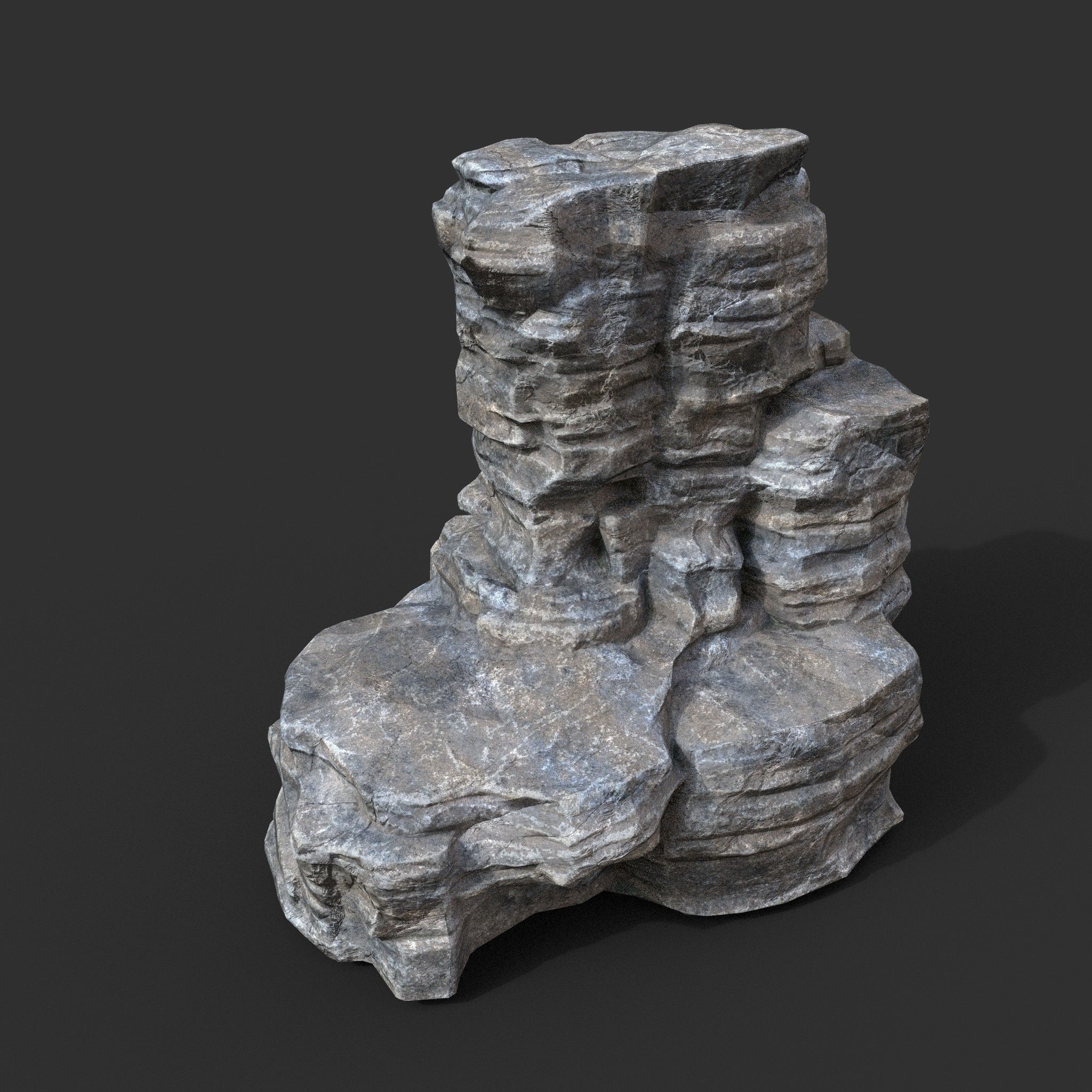 Low poly Gray Cliff Rock 200915 Pack C Low-poly 3D model_9