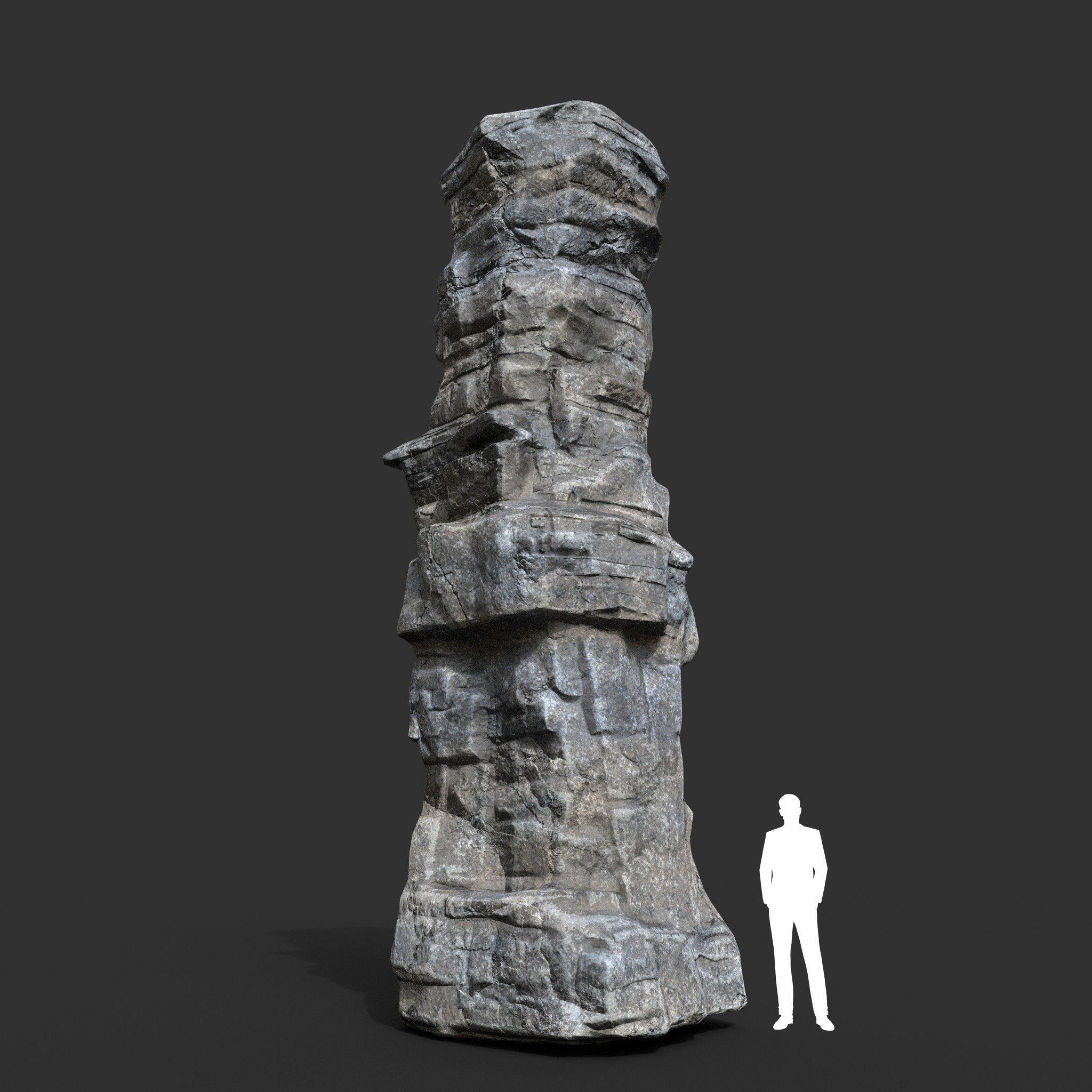 Low poly Gray Cliff Rock 200915 Pack C Low-poly 3D model_2