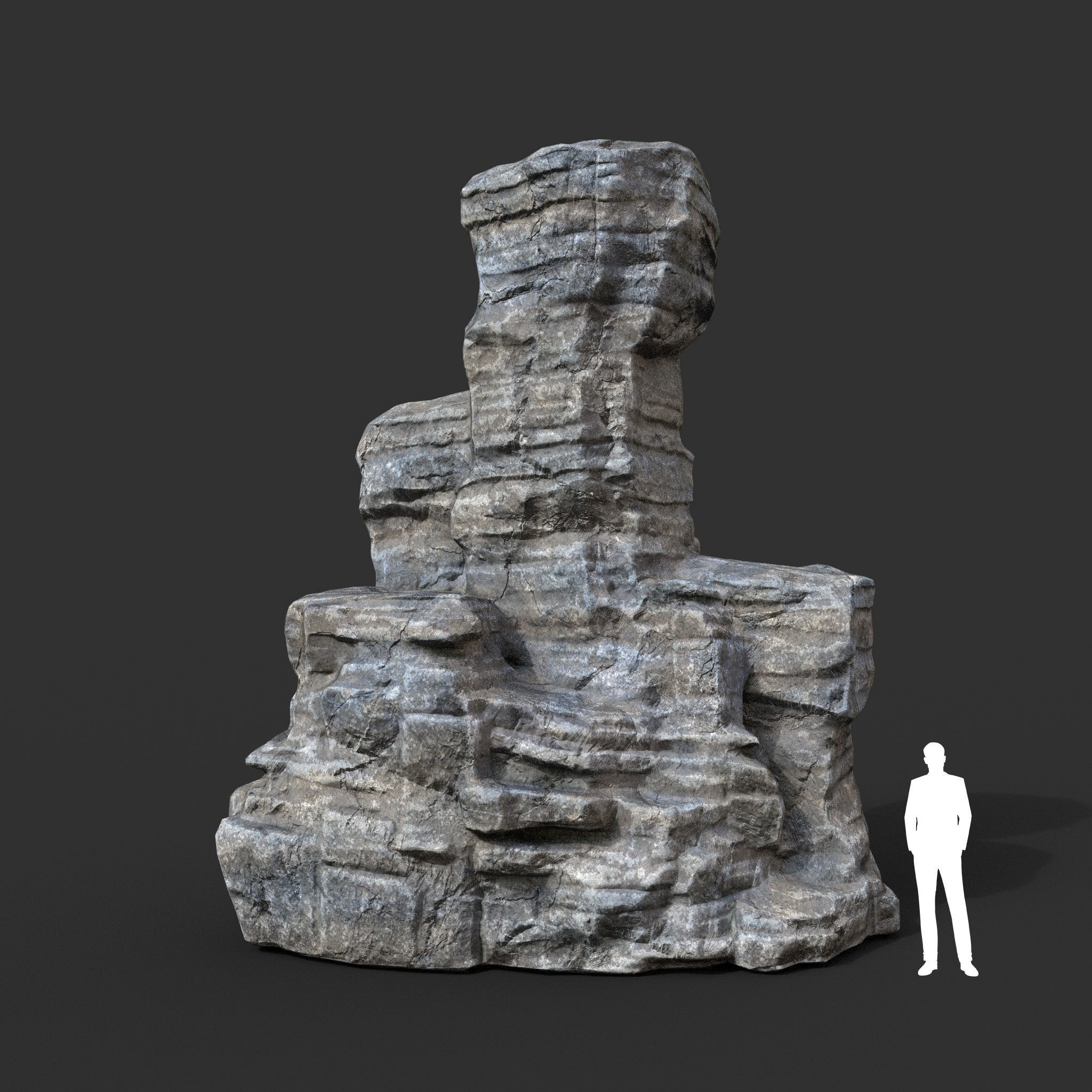 Low poly Gray Cliff Rock 200915 Pack C Low-poly 3D model_17