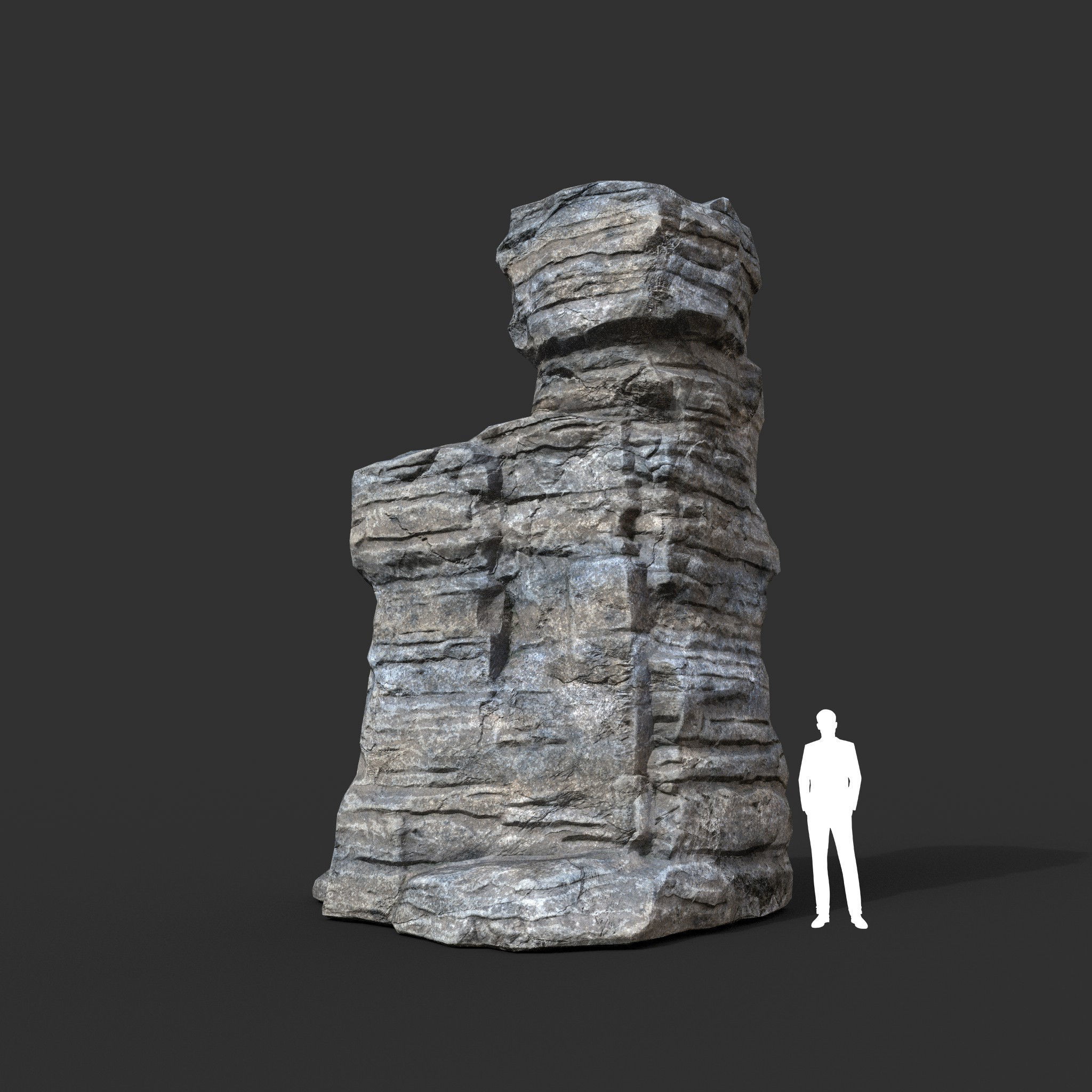 Low poly Gray Cliff Rock 200915 Pack C Low-poly 3D model_5