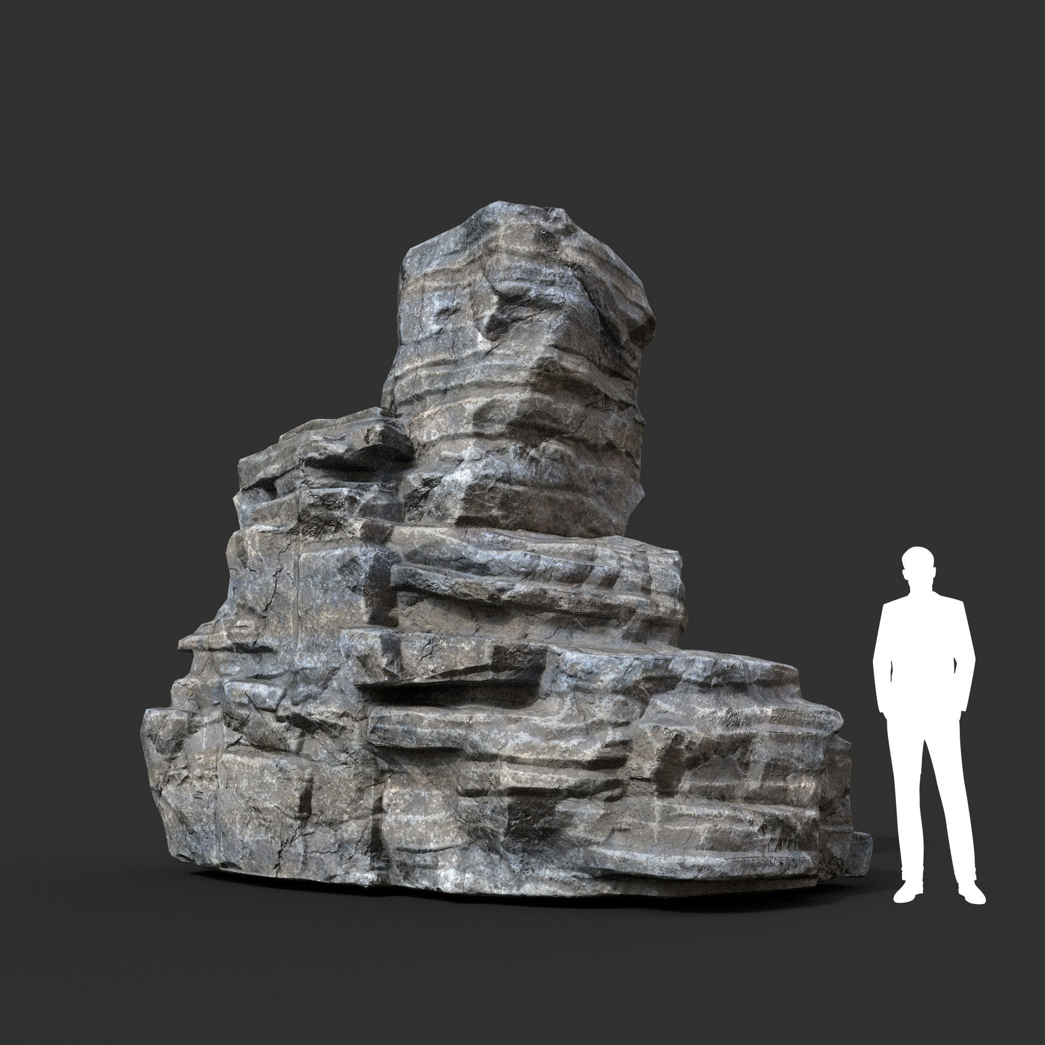 Low poly Gray Cliff Rock 200915 Pack C Low-poly 3D model_14