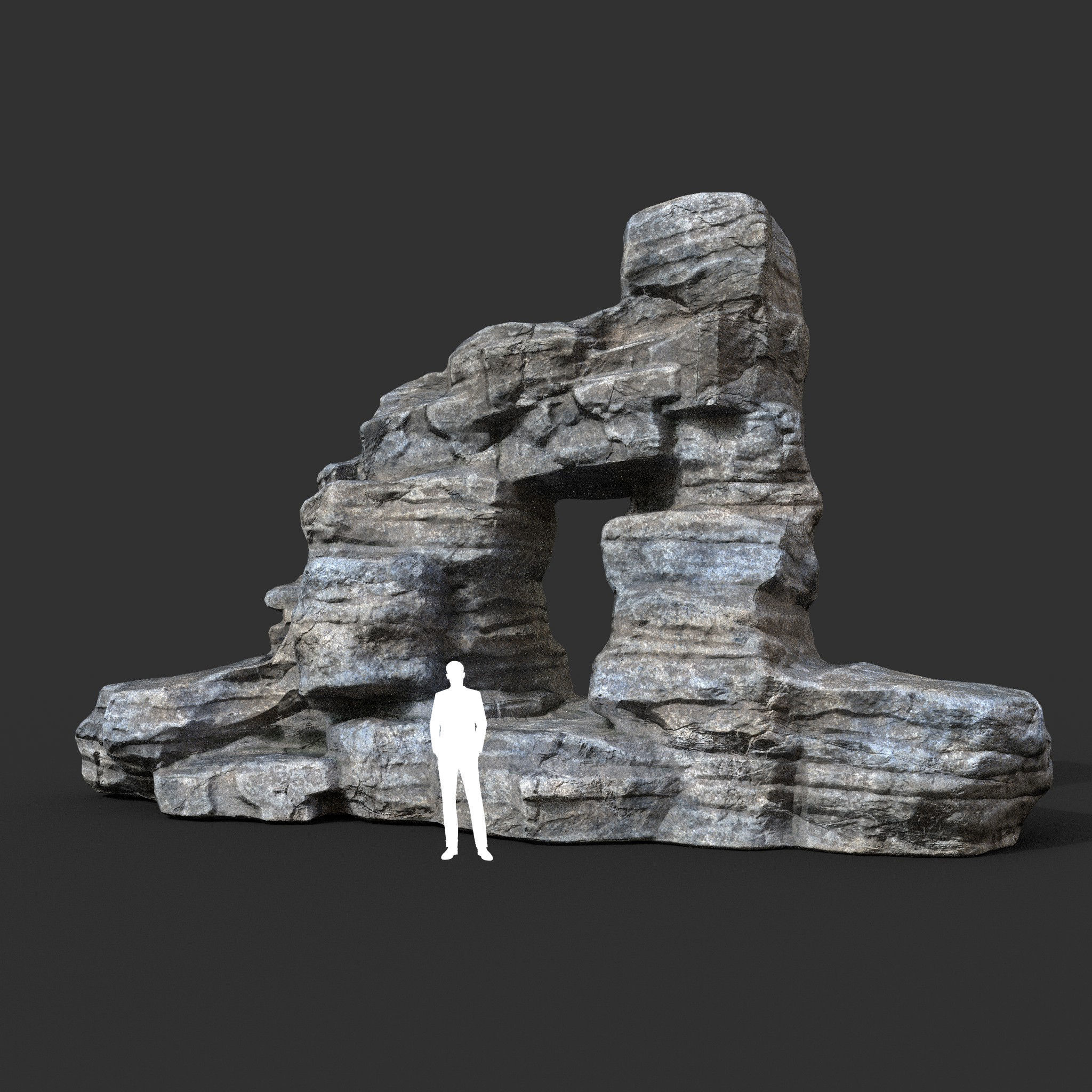 Low poly Gray Cliff Rock 200915 Pack C Low-poly 3D model_29