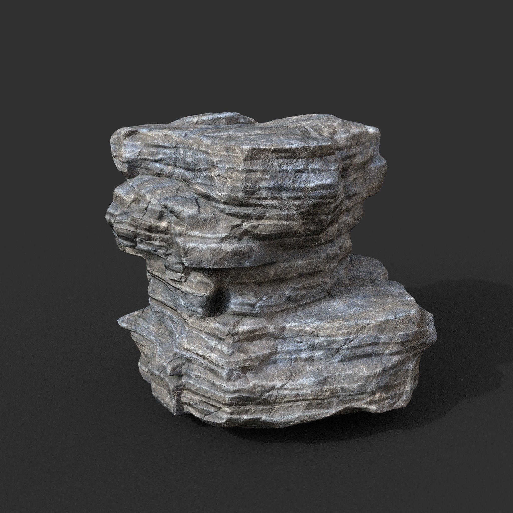 Low poly Gray Cliff Rock 200915 Pack C Low-poly 3D model_12