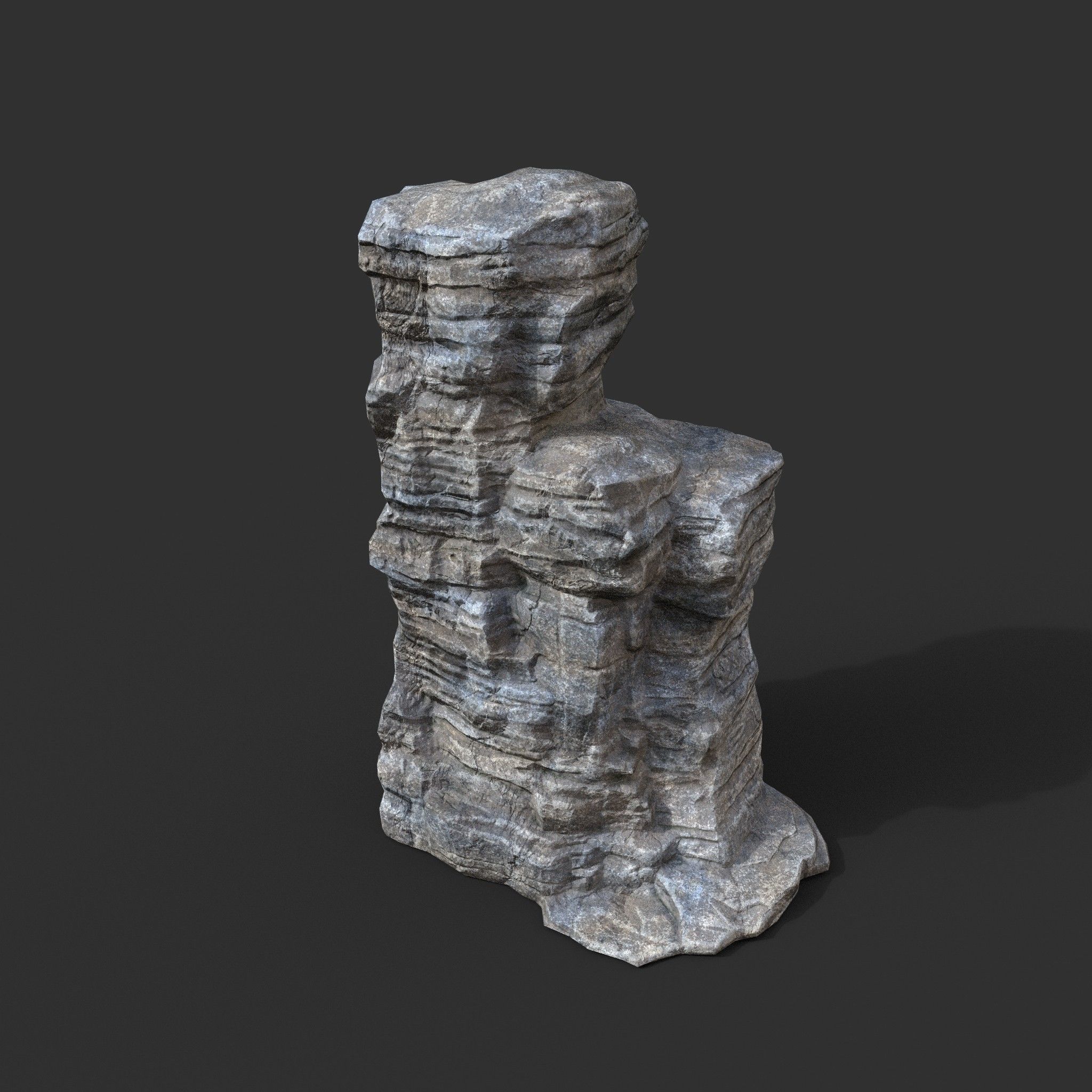 Low poly Gray Cliff Rock 200915 Pack C Low-poly 3D model_6