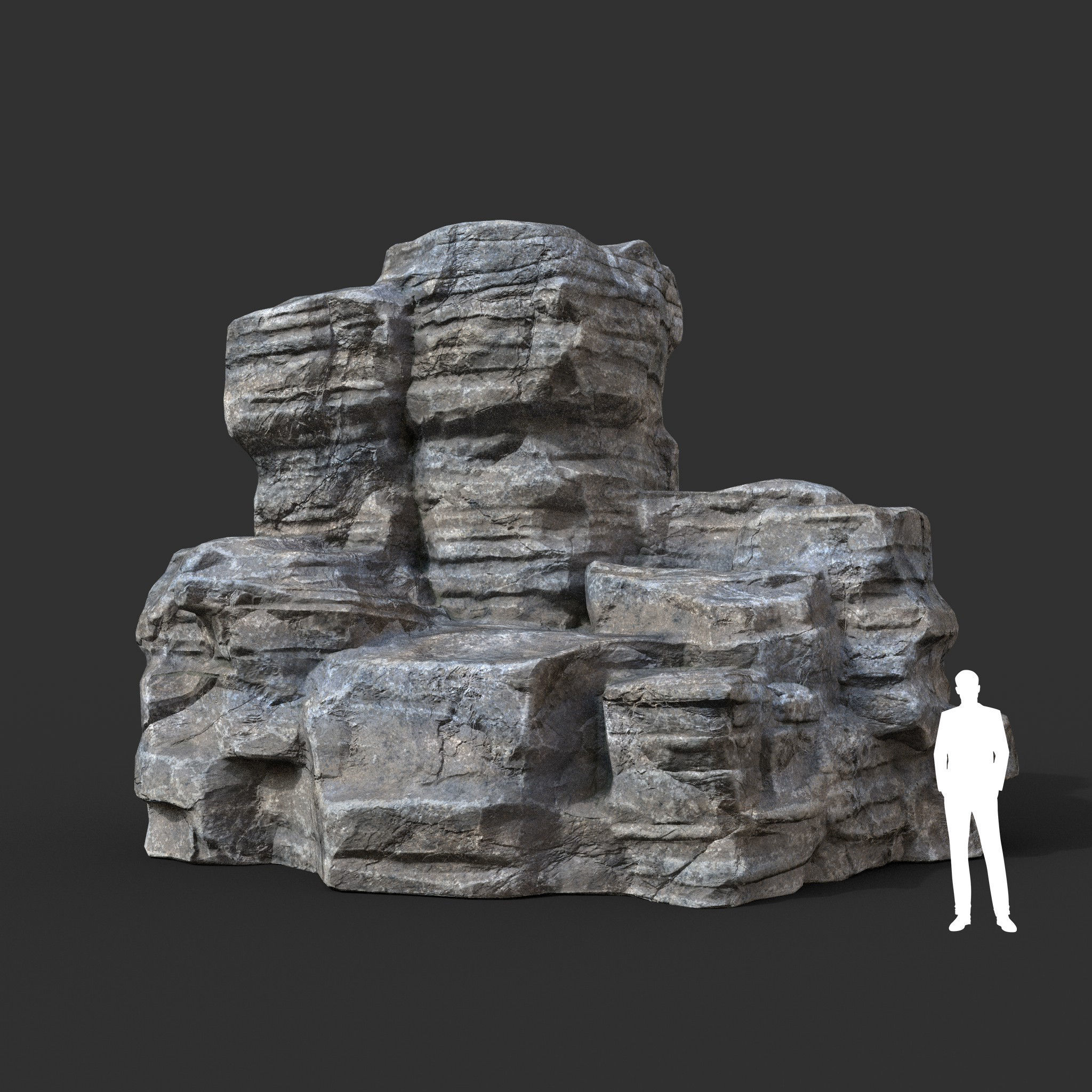 Low poly Gray Cliff Rock 200915 Pack C Low-poly 3D model_23