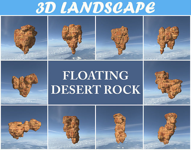Low poly Floating Desert Rock Pack 200827 Low-poly 3D model