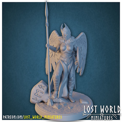 Valkyrie Miniature Supported- Pose F - 3D Printable 3D print model
