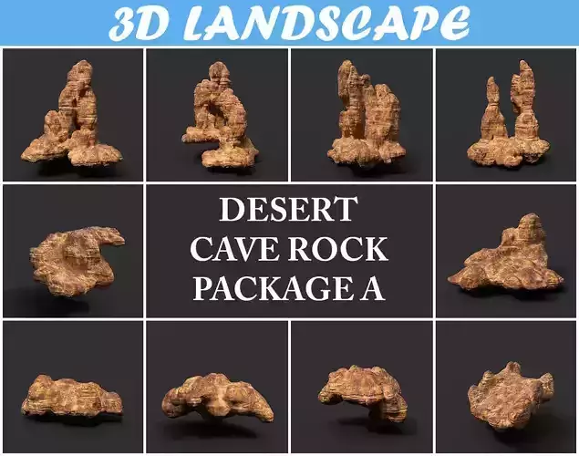 Low poly Desert Cave Modular Exterior Pack Low-poly 3D model