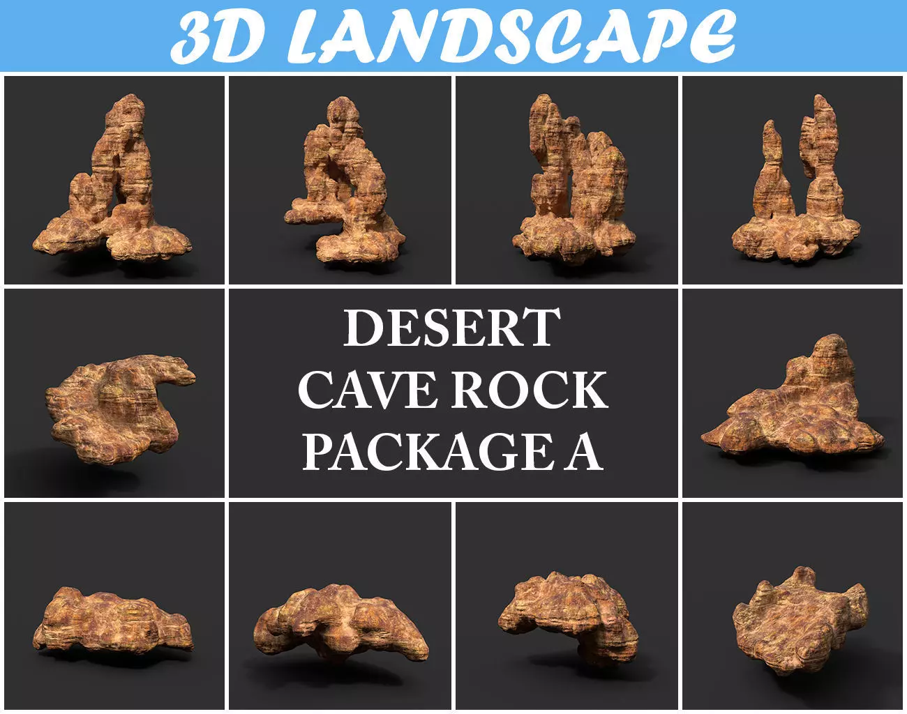 Low poly Desert Cave Modular Exterior Pack Low-poly 3D model_0