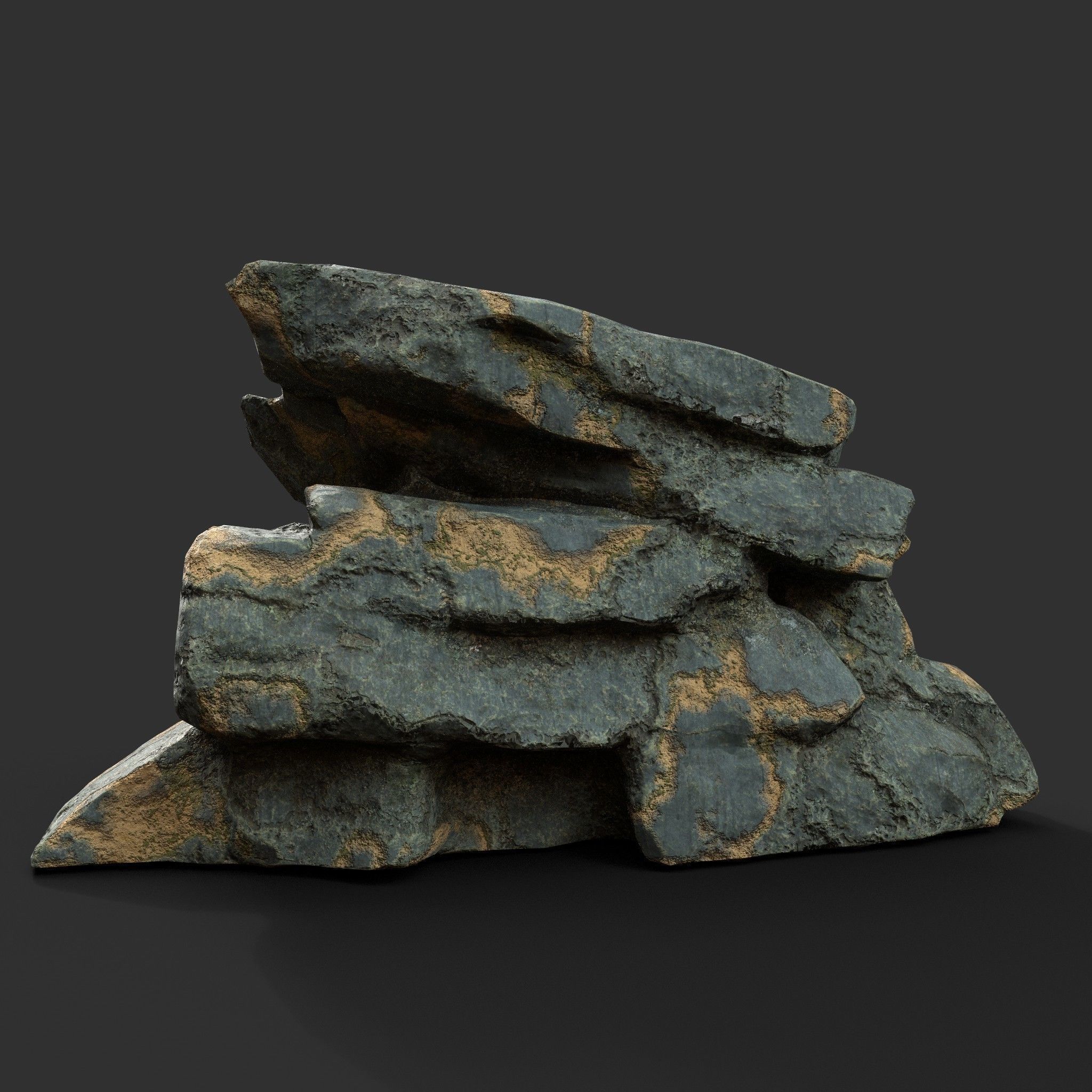 Low poly Big Rock Formation Pack 200928 - Limestone Low-poly 3D model_20