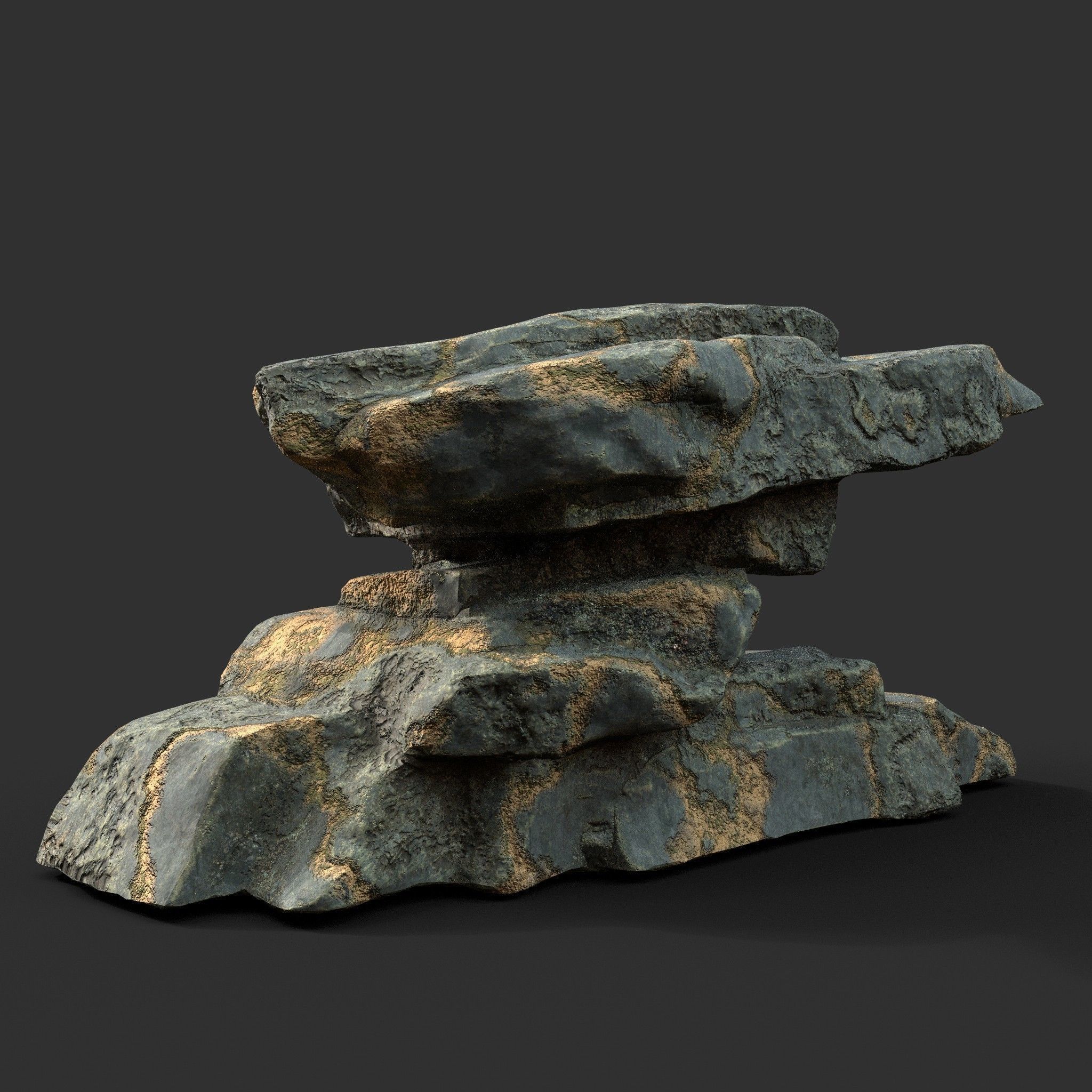 Low poly Big Rock Formation Pack 200928 - Limestone Low-poly 3D model_24