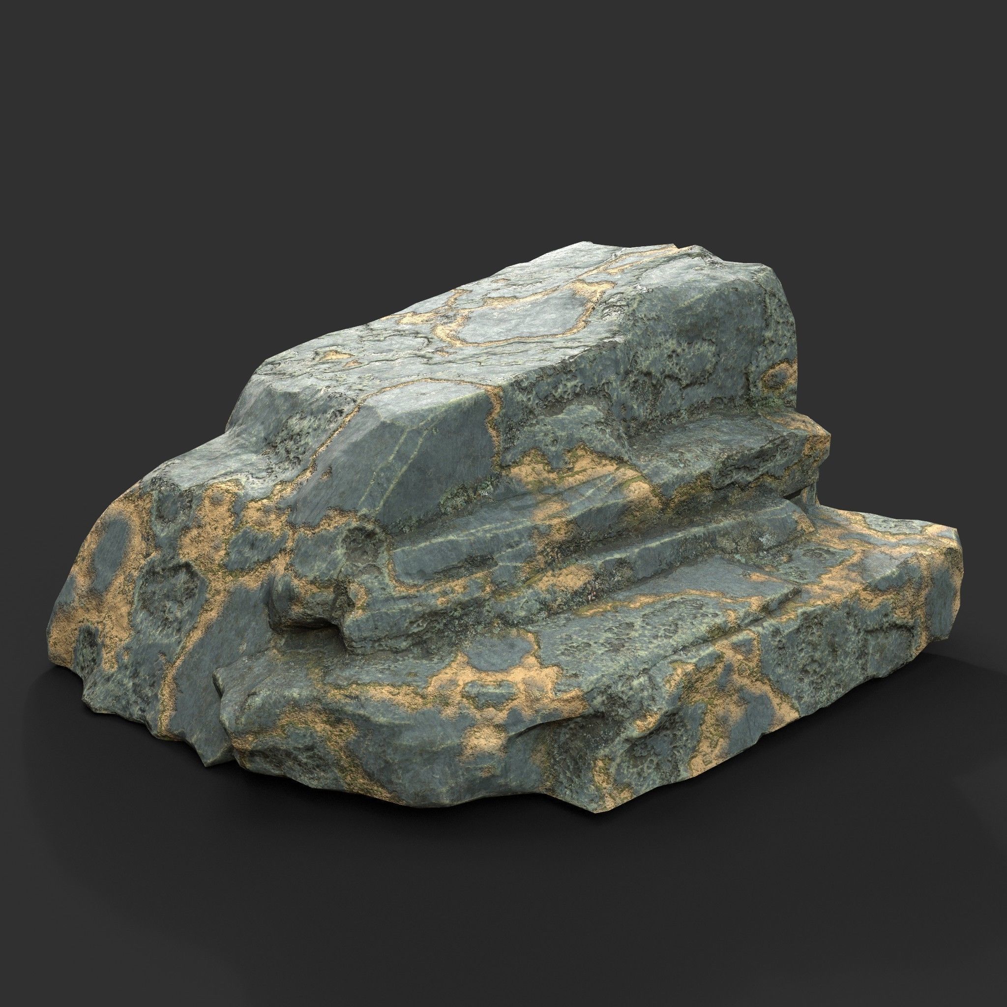 Low poly Big Rock Formation Pack 200928 - Limestone Low-poly 3D model_14