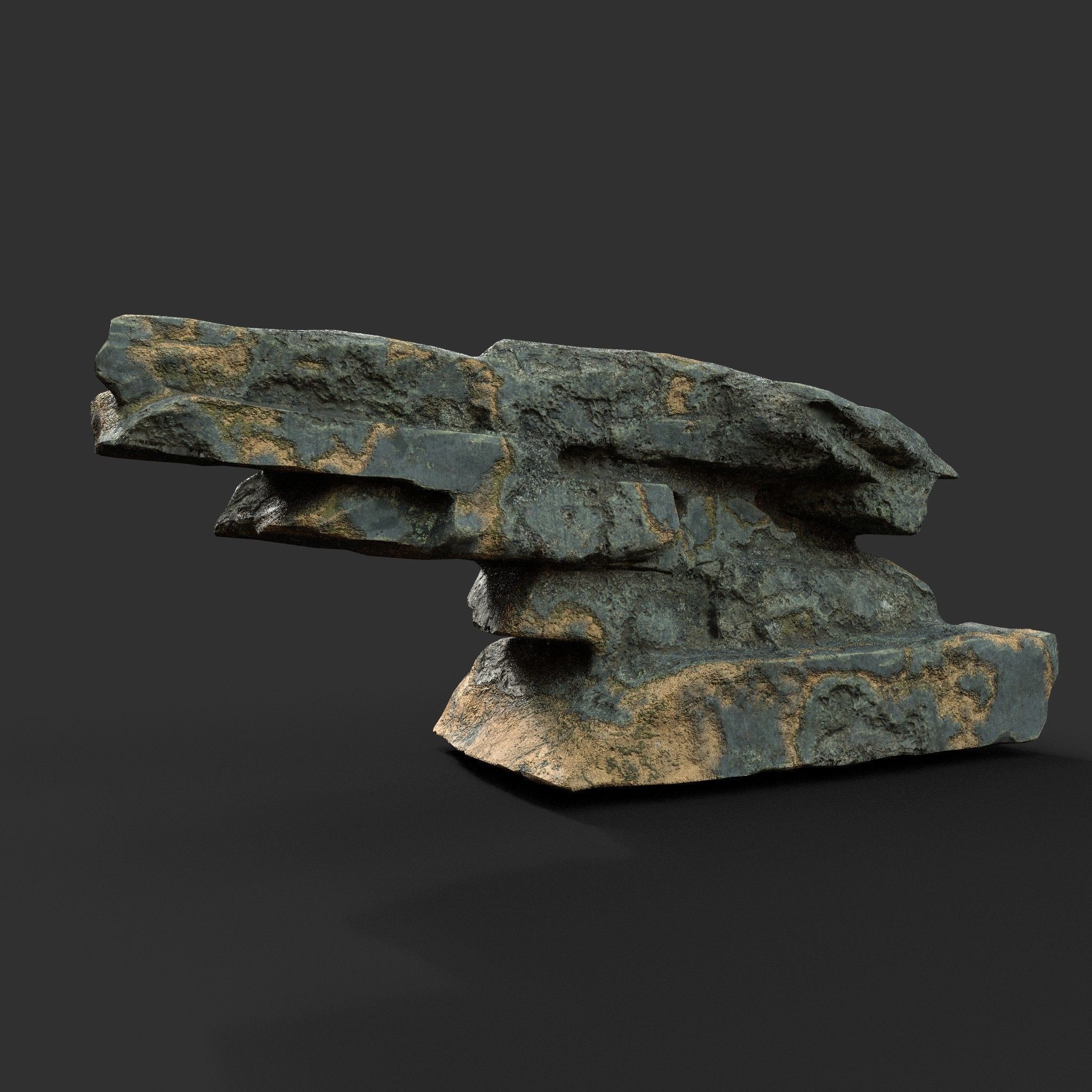 Low poly Big Rock Formation Pack 200928 - Limestone Low-poly 3D model_12