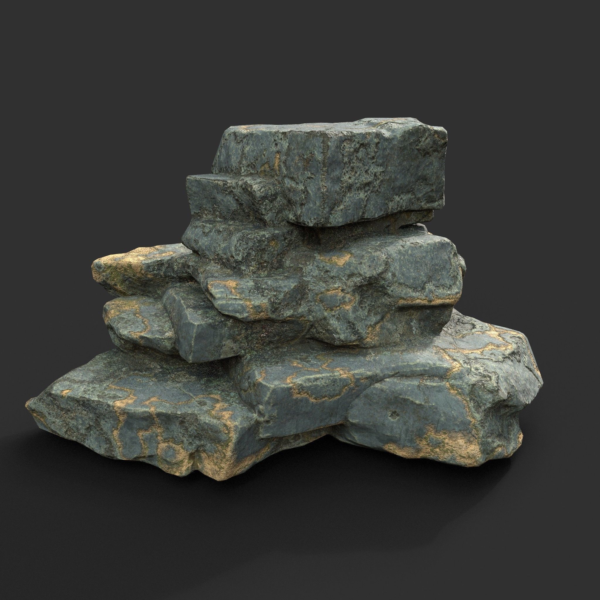 Low poly Big Rock Formation Pack 200928 - Limestone Low-poly 3D model_2