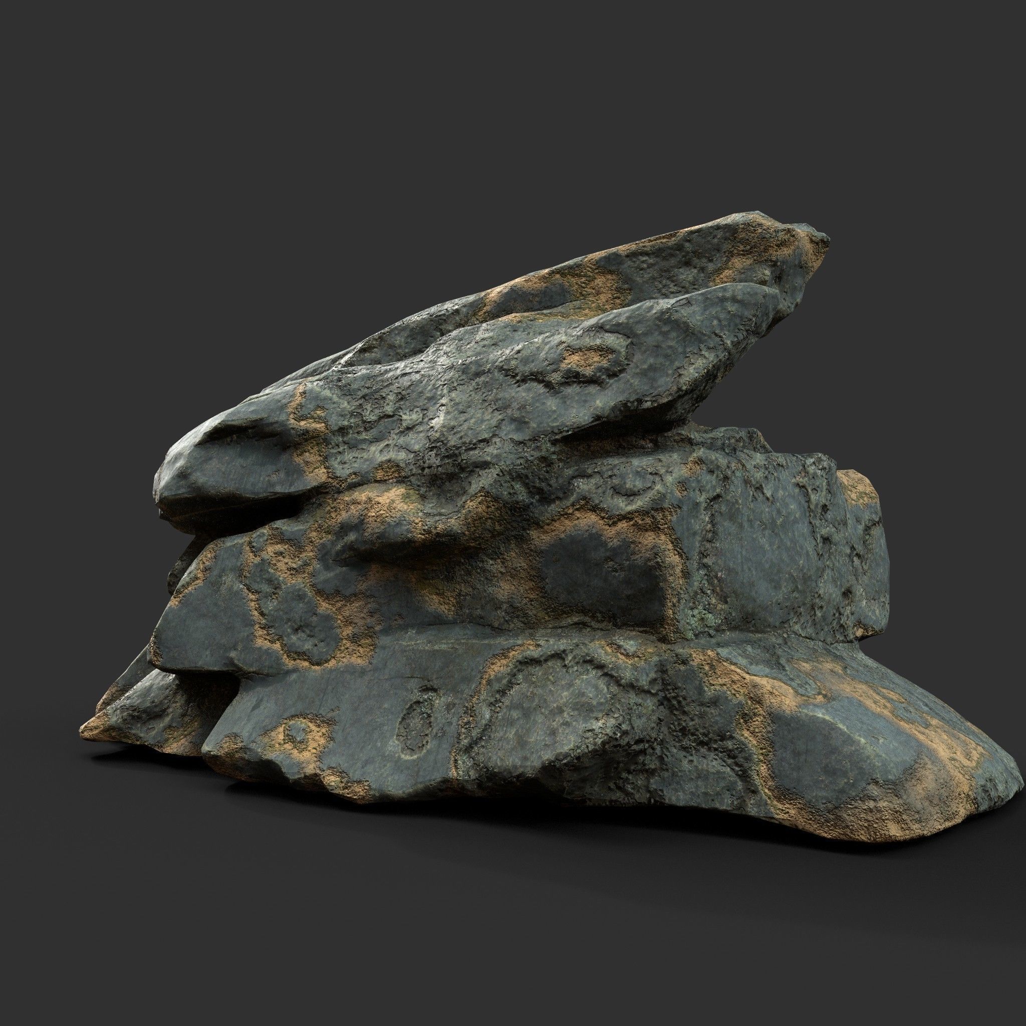 Low poly Big Rock Formation Pack 200928 - Limestone Low-poly 3D model_21