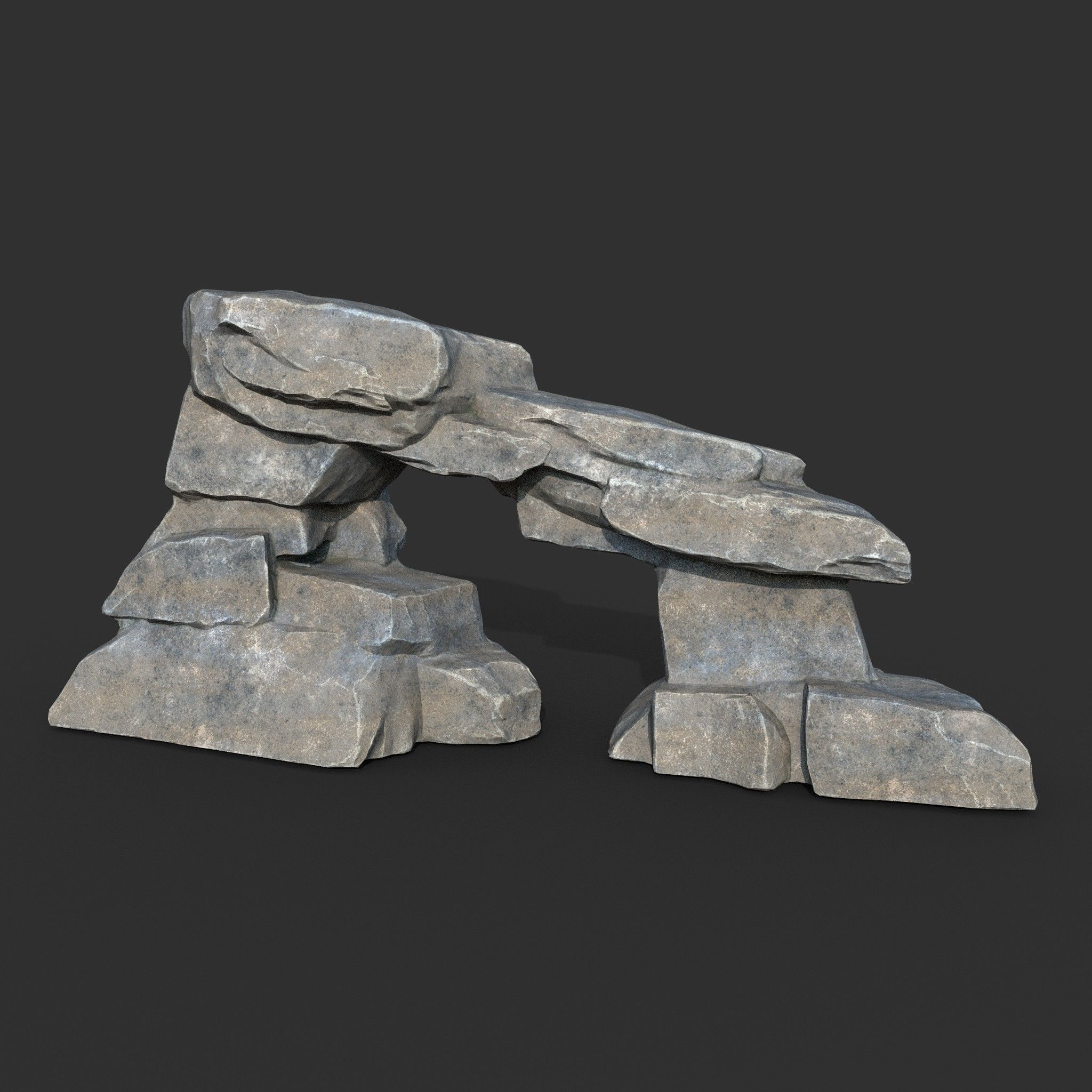 Low poly Big Rock Formation Pack 200928 - Gray Low-poly 3D model_2