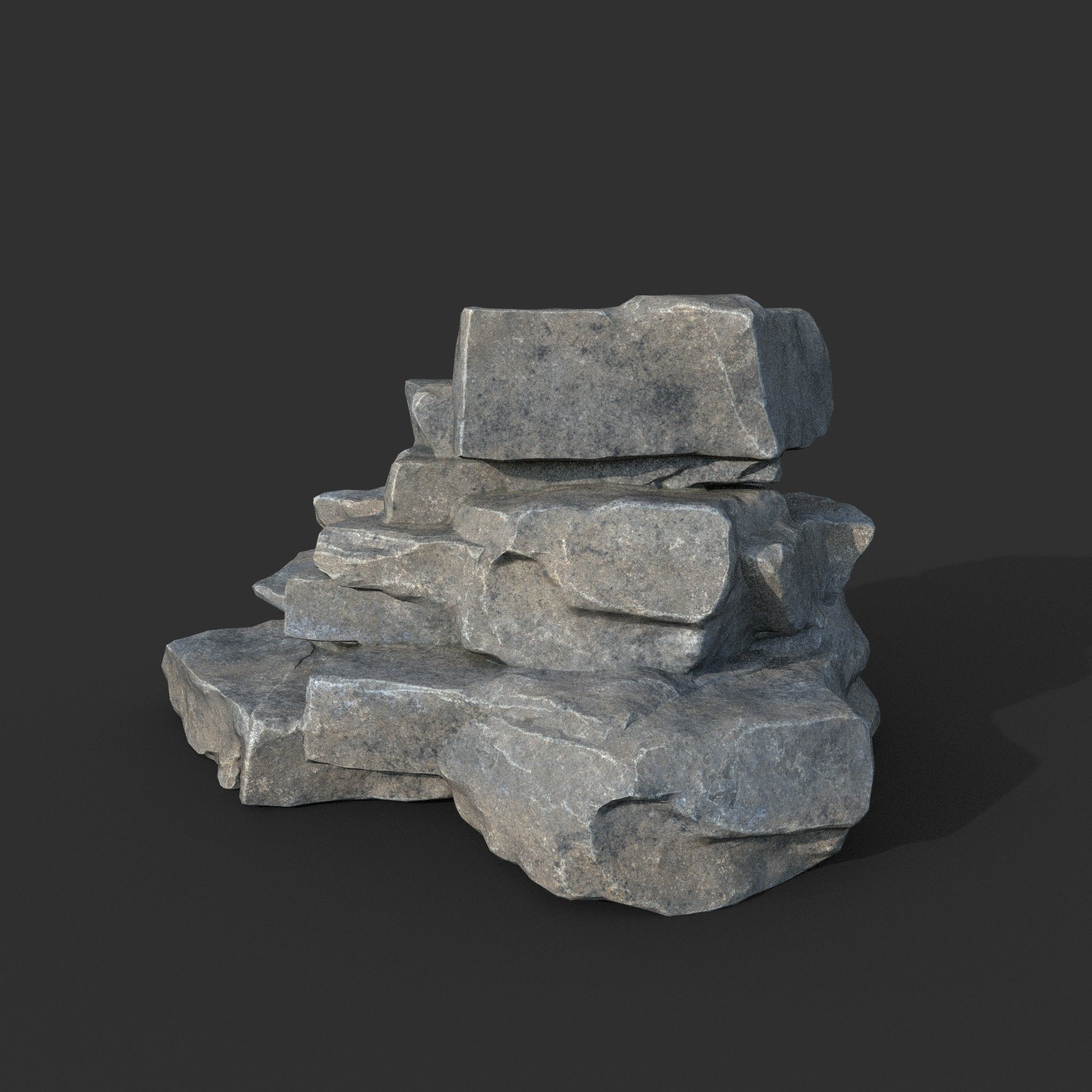 Low poly Big Rock Formation Pack 200928 - Gray Low-poly 3D model_21