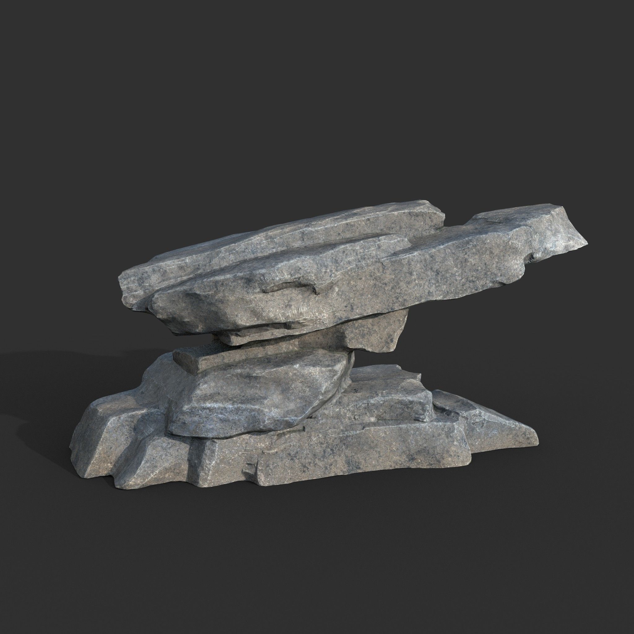 Low poly Big Rock Formation Pack 200928 - Gray Low-poly 3D model_6