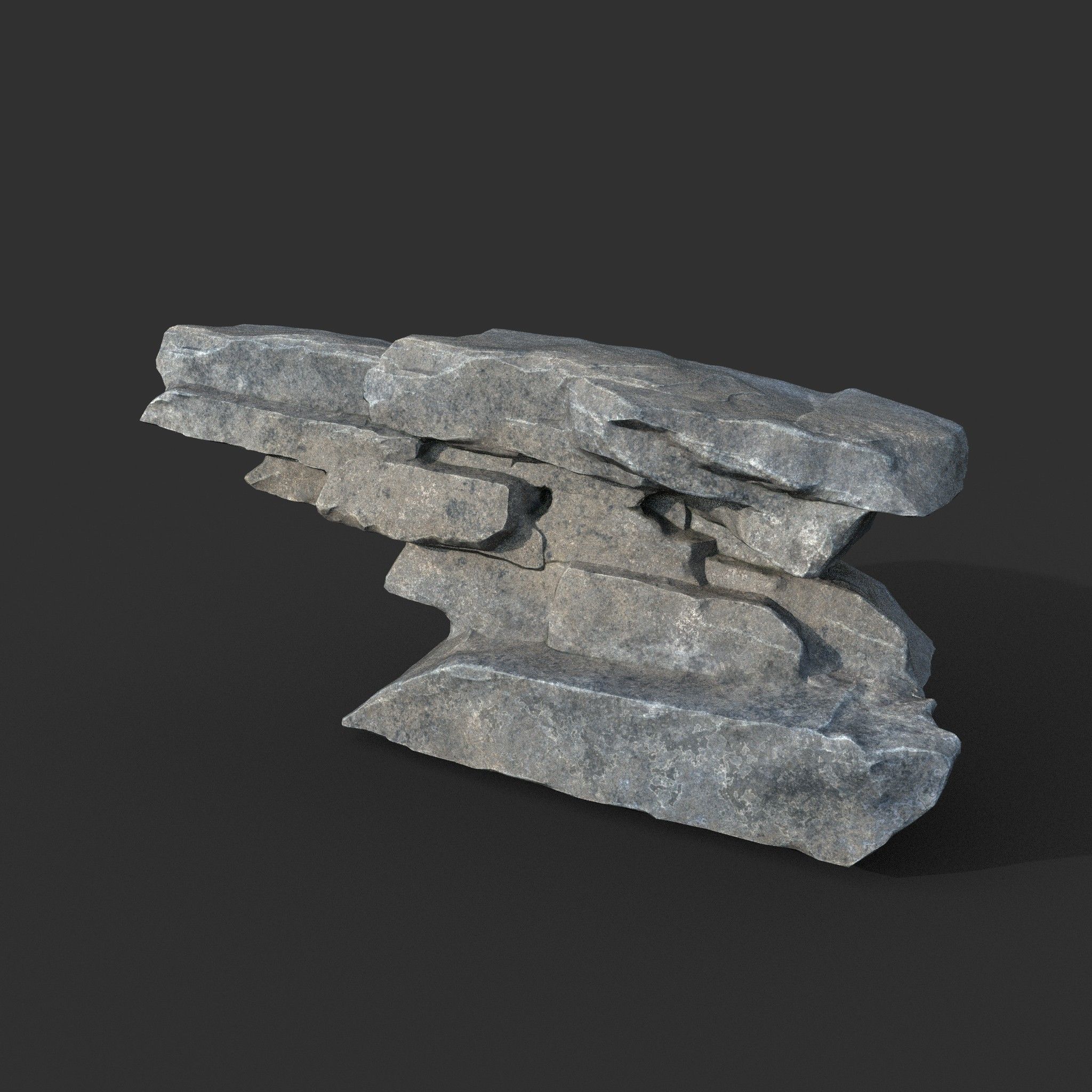 Low poly Big Rock Formation Pack 200928 - Gray Low-poly 3D model_14