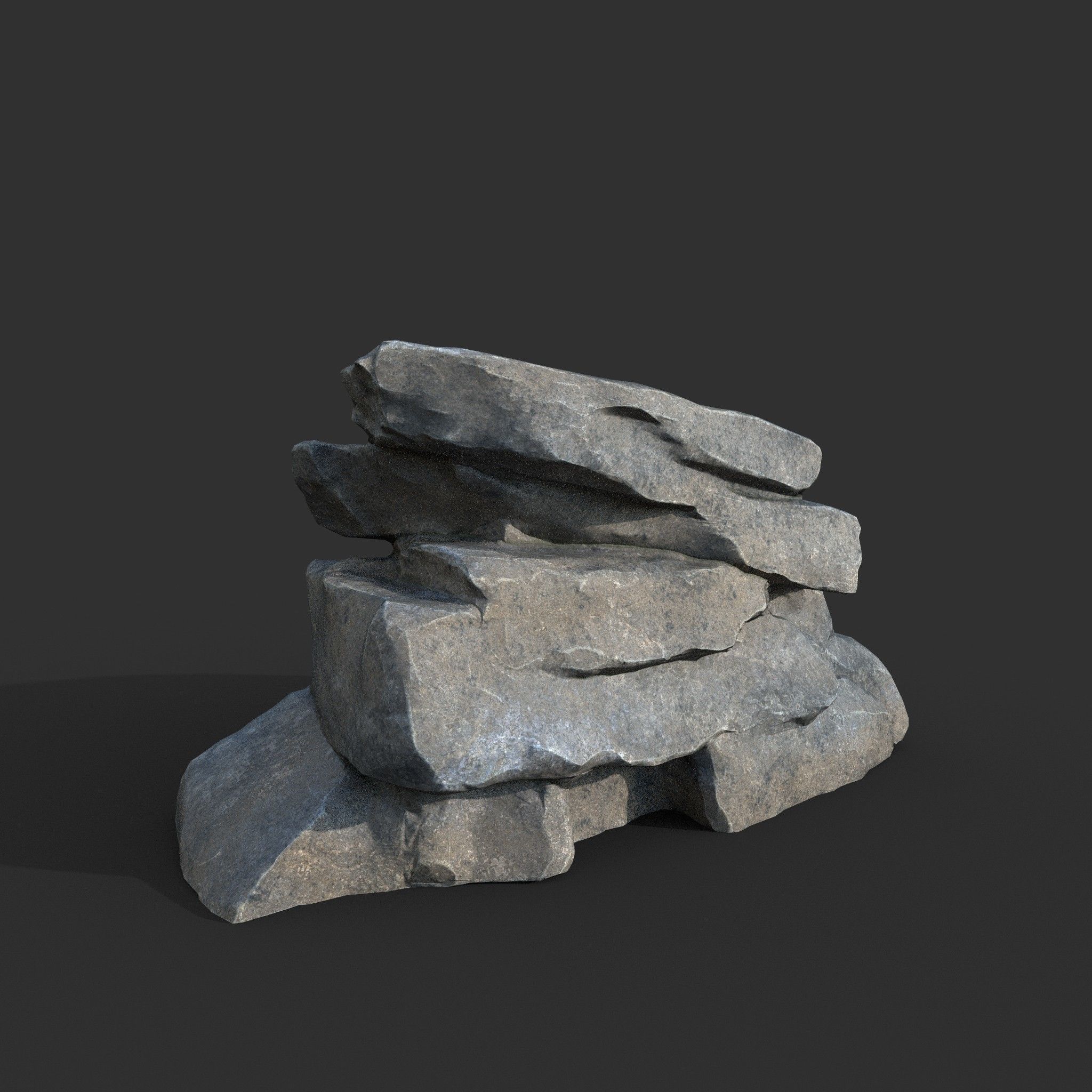 Low poly Big Rock Formation Pack 200928 - Gray Low-poly 3D model_8