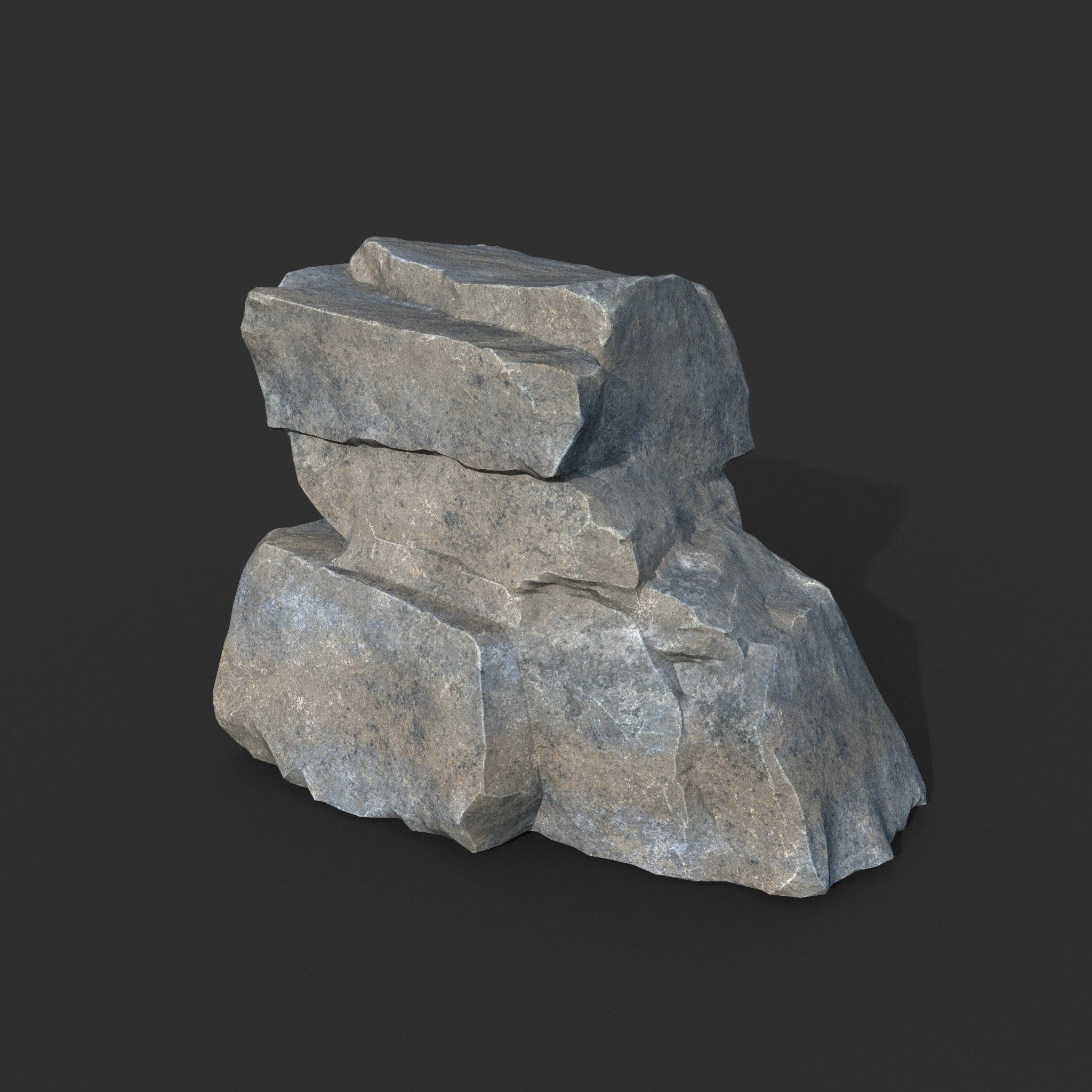 Low poly Big Rock Formation Pack 200928 - Gray Low-poly 3D model_4