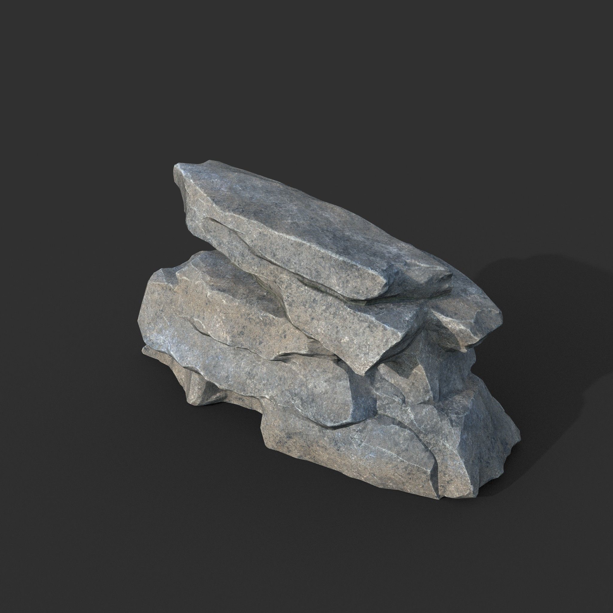 Low poly Big Rock Formation Pack 200928 - Gray Low-poly 3D model_9