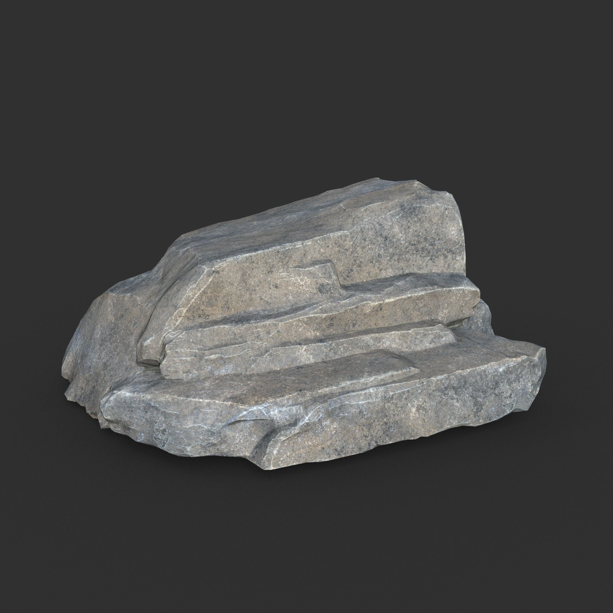 Low poly Big Rock Formation Pack 200928 - Gray Low-poly 3D model_12
