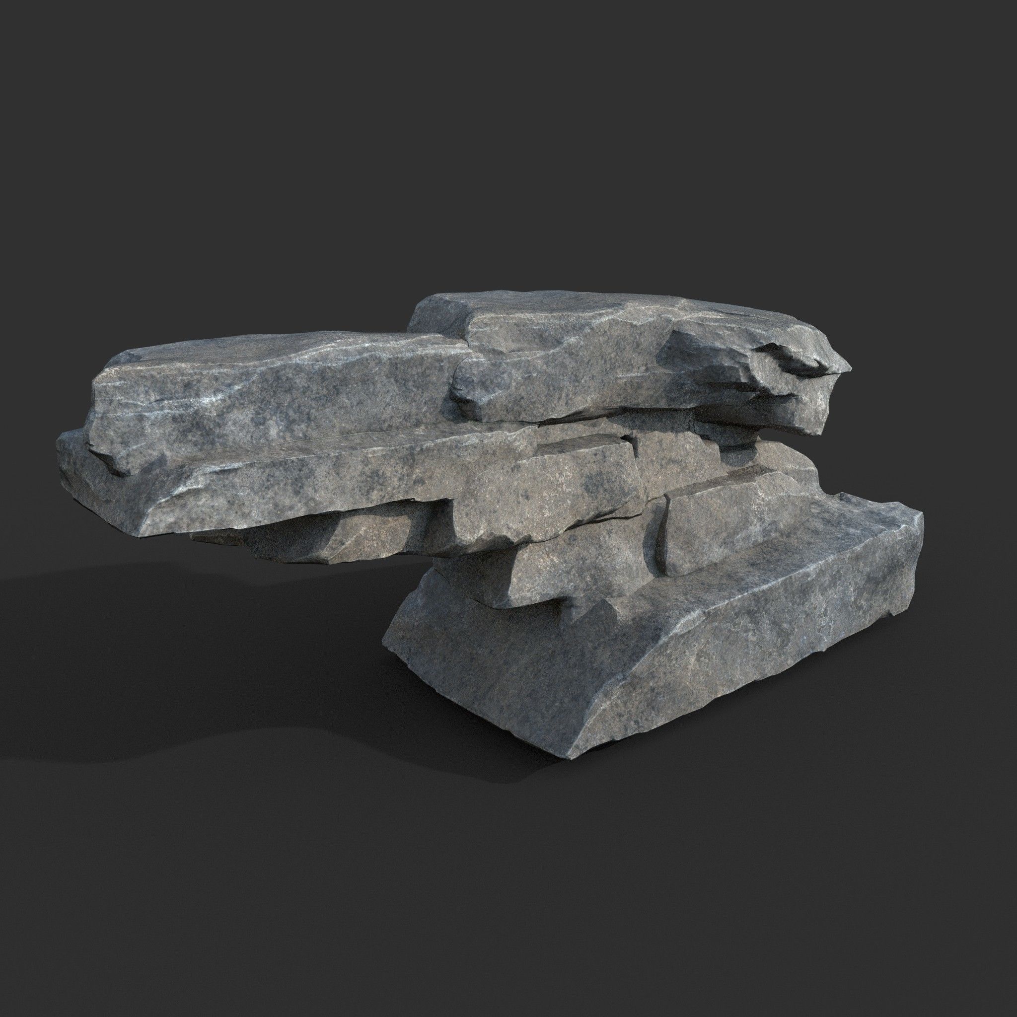 Low poly Big Rock Formation Pack 200928 - Gray Low-poly 3D model_15