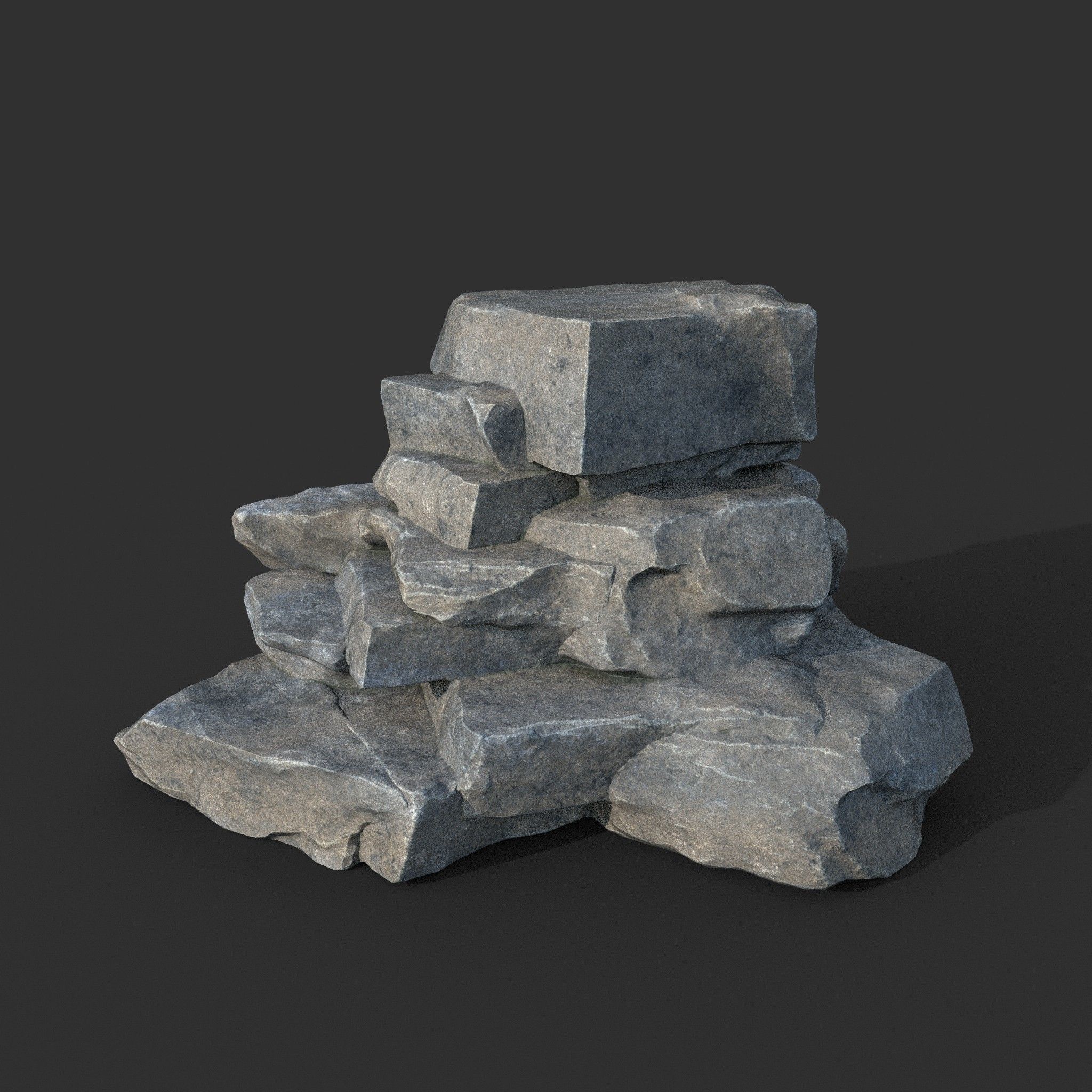 Low poly Big Rock Formation Pack 200928 - Gray Low-poly 3D model_20