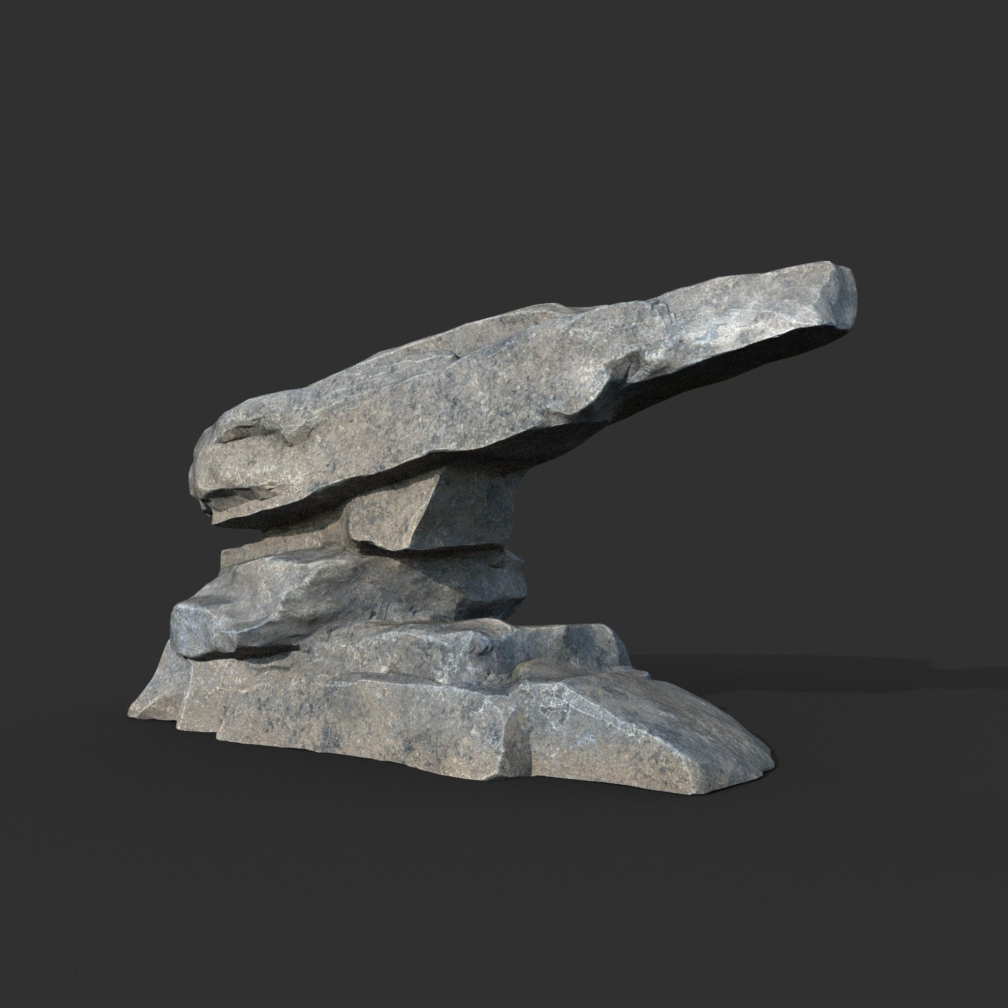 Low poly Big Rock Formation Pack 200928 - Gray Low-poly 3D model_7