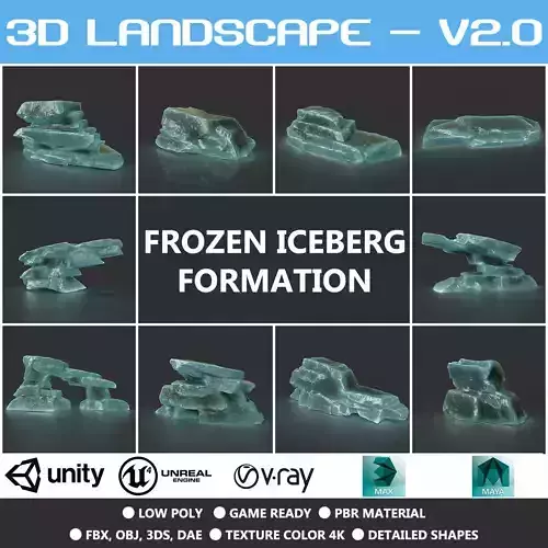 Low poly Big Ice Formation Pack 200928 - Frozen
