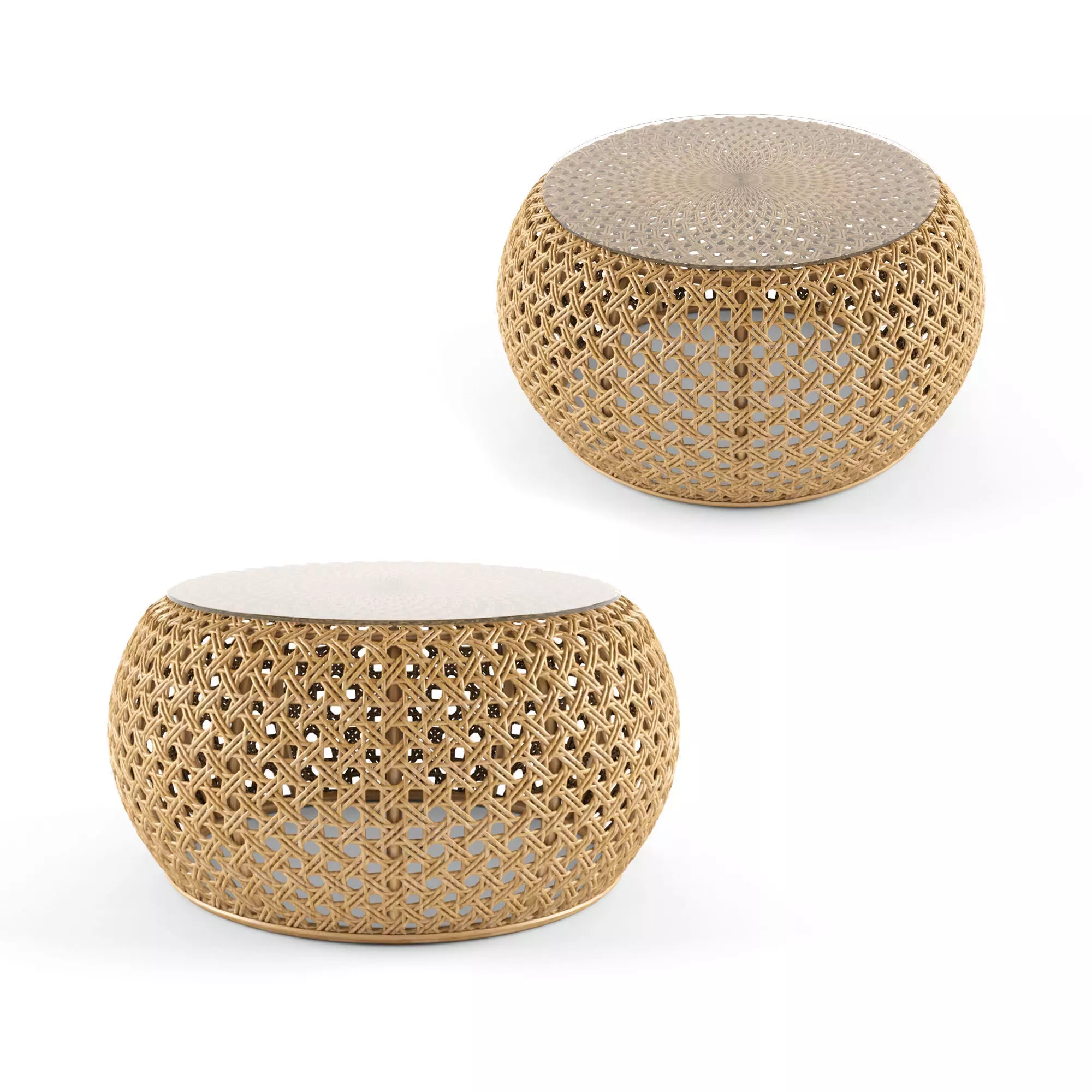 Rattan coffee table 80 Esther 3D model_0